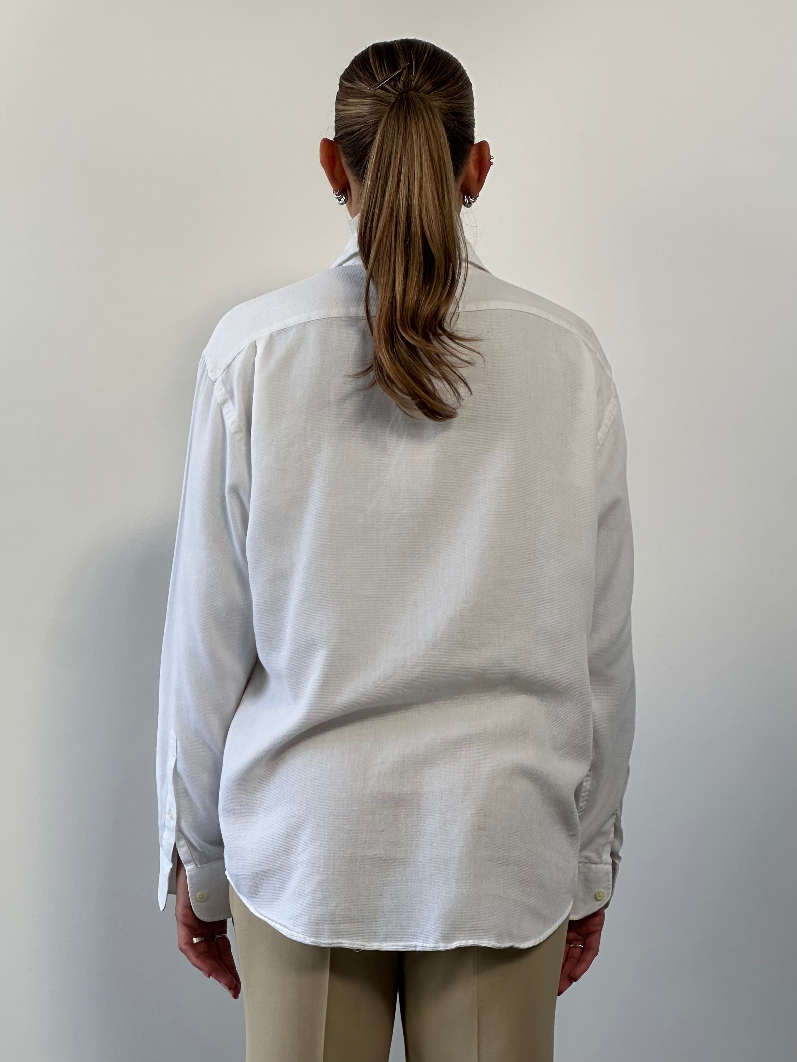 Yves Saint Laurent Pour Homme cotton logo shirt in size M/L, featuring a classic design with the YSL brand logo visible.