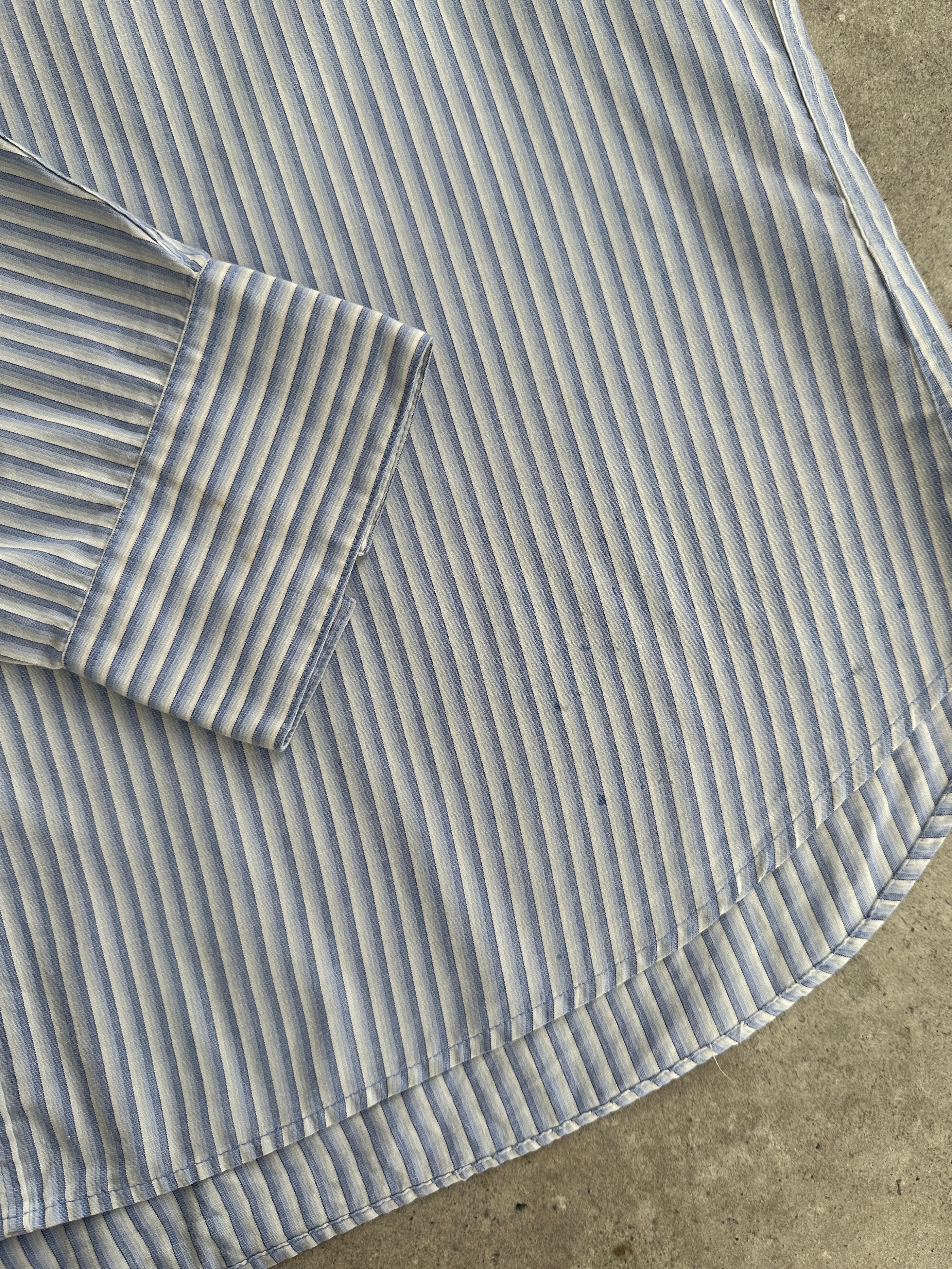 Yves Saint Laurent Pour Homme cotton pinstripe logo shirt in XXL, featuring classic pinstripes and YSL branding.