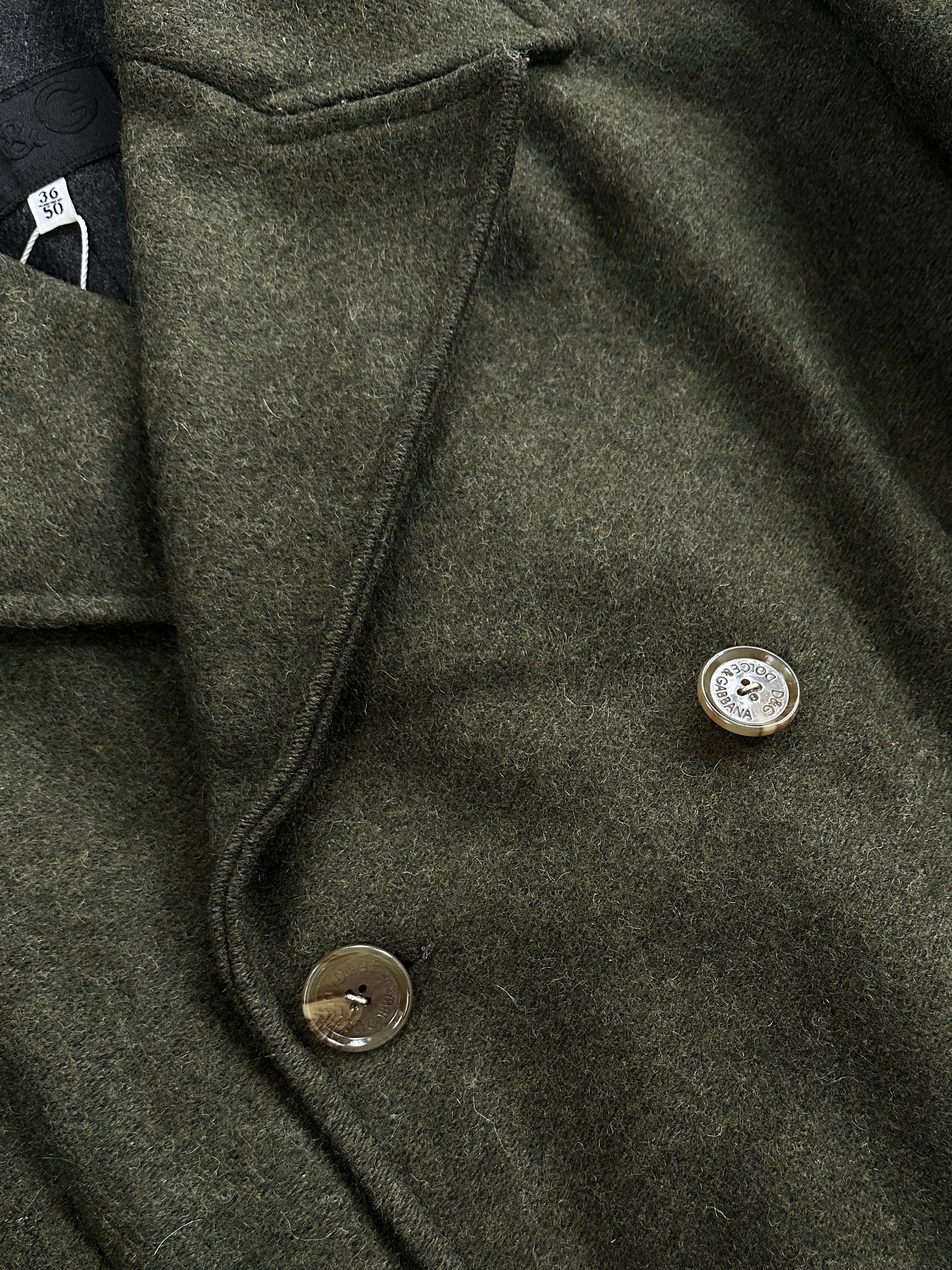 Dolce & Gabbana 1990s wool double-breasted coat in size L/XL, stylish vintage coat with classic tailoring and elegant design.