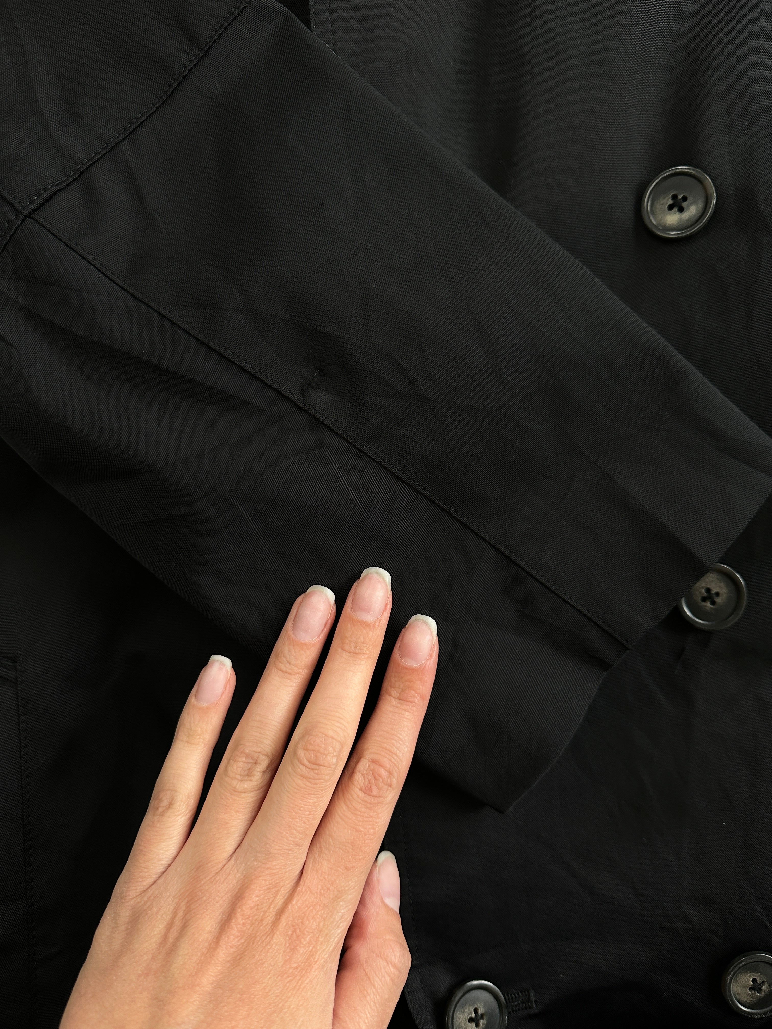 Ralph Lauren Chaps double-breasted cotton trench coat in XL with classic design and belt, shown on a hanger.