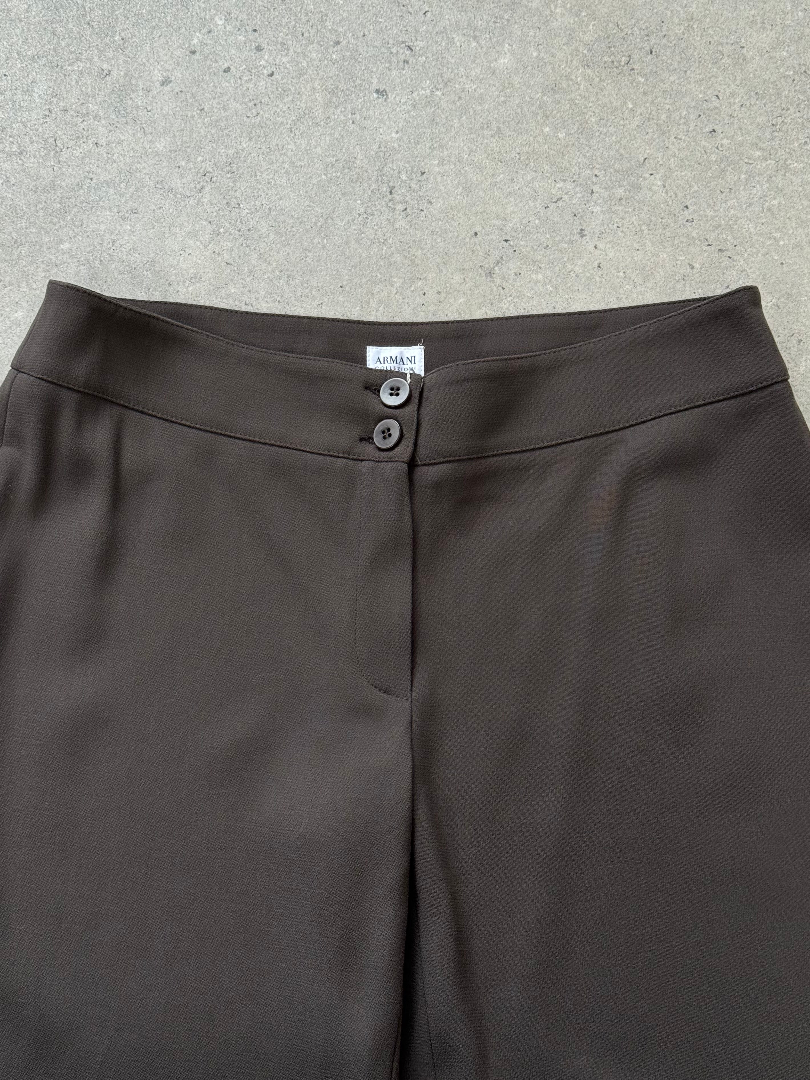 Armani Collezioni 2000s pure wool wide-leg tailored trousers in W32, showcasing a classic fit and elegant design.