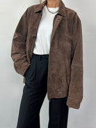 Vintage Suede Leather Bomber Jacket - L - SYLK