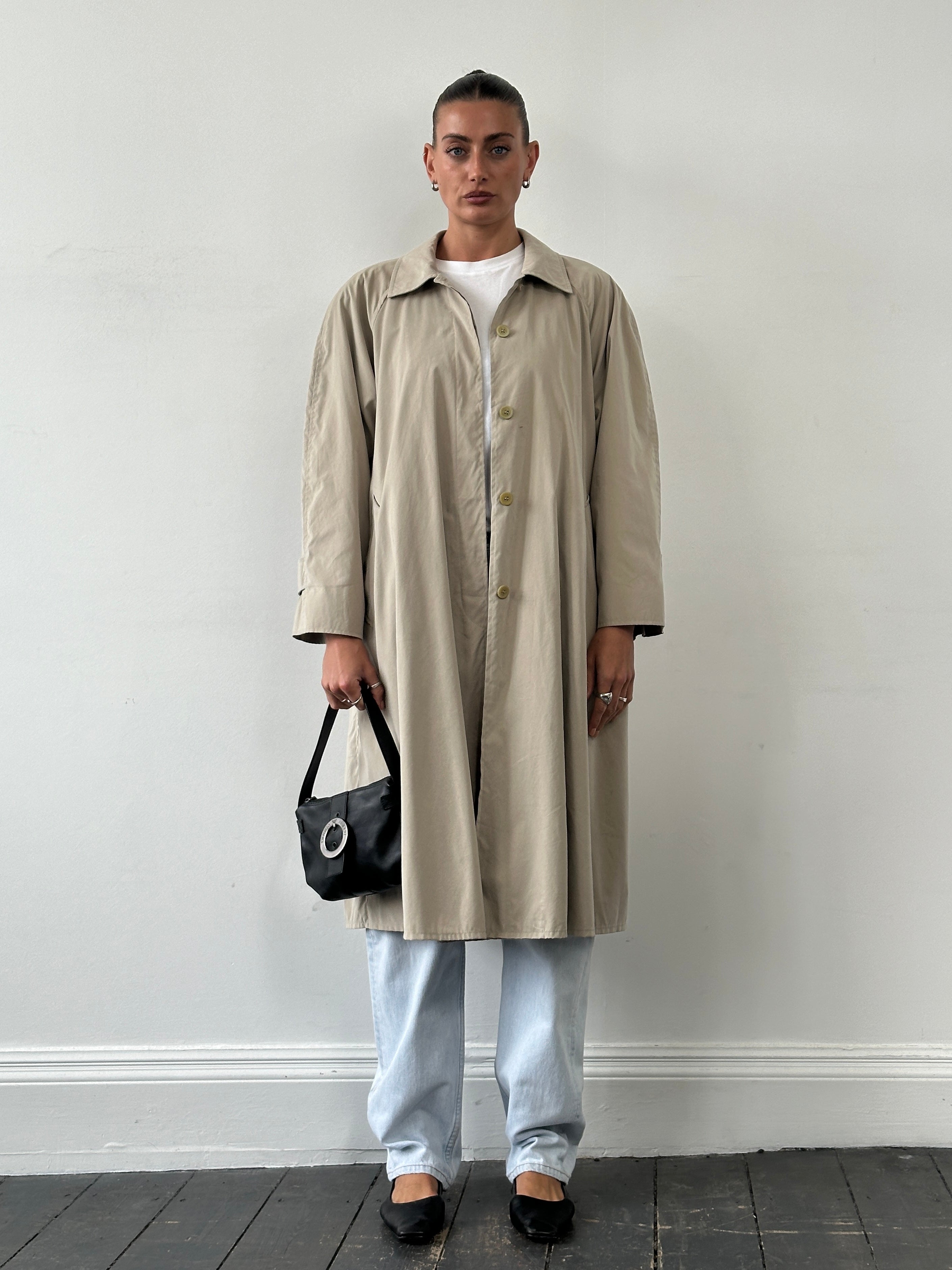 Max Mara Weekend Nylon A-line Trench Coat - L - SYLK