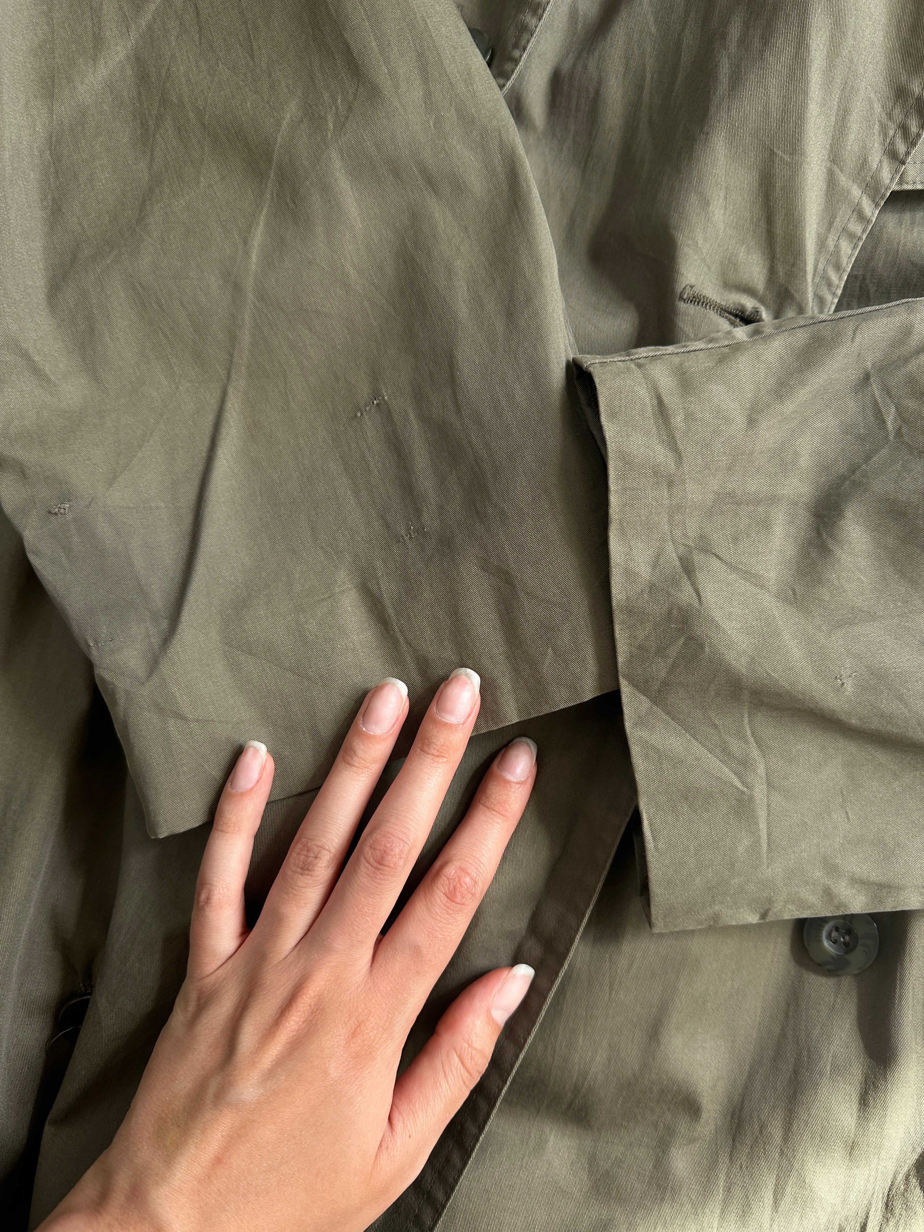 Yves Saint Laurent Pour Homme pure cotton double-breasted belted trench coat in XXL, shown from front view.