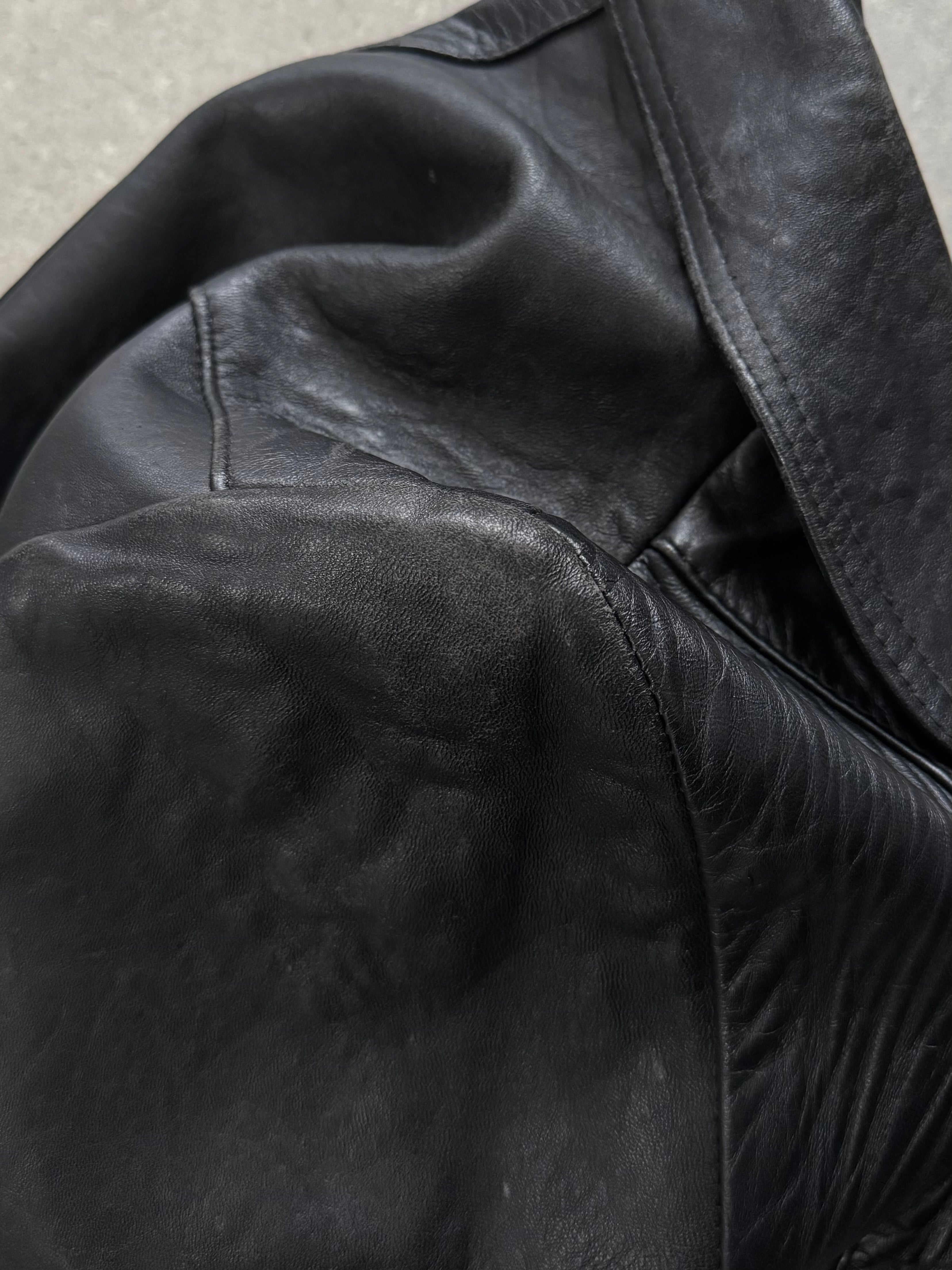 Vintage 1990s Leather Belted Trench Coat - S/M - SYLK