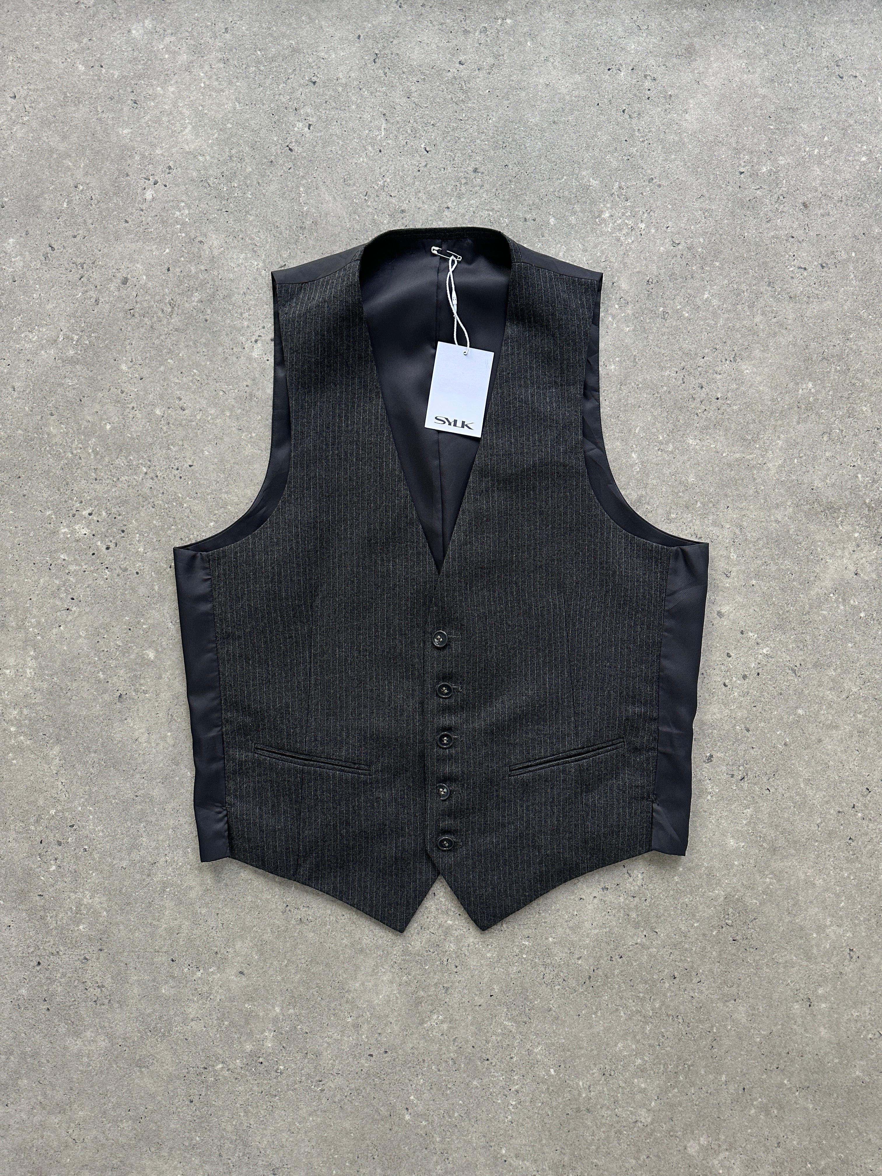 Vintage Pure Wool Pinstripe Waistcoat - S/M - SYLK