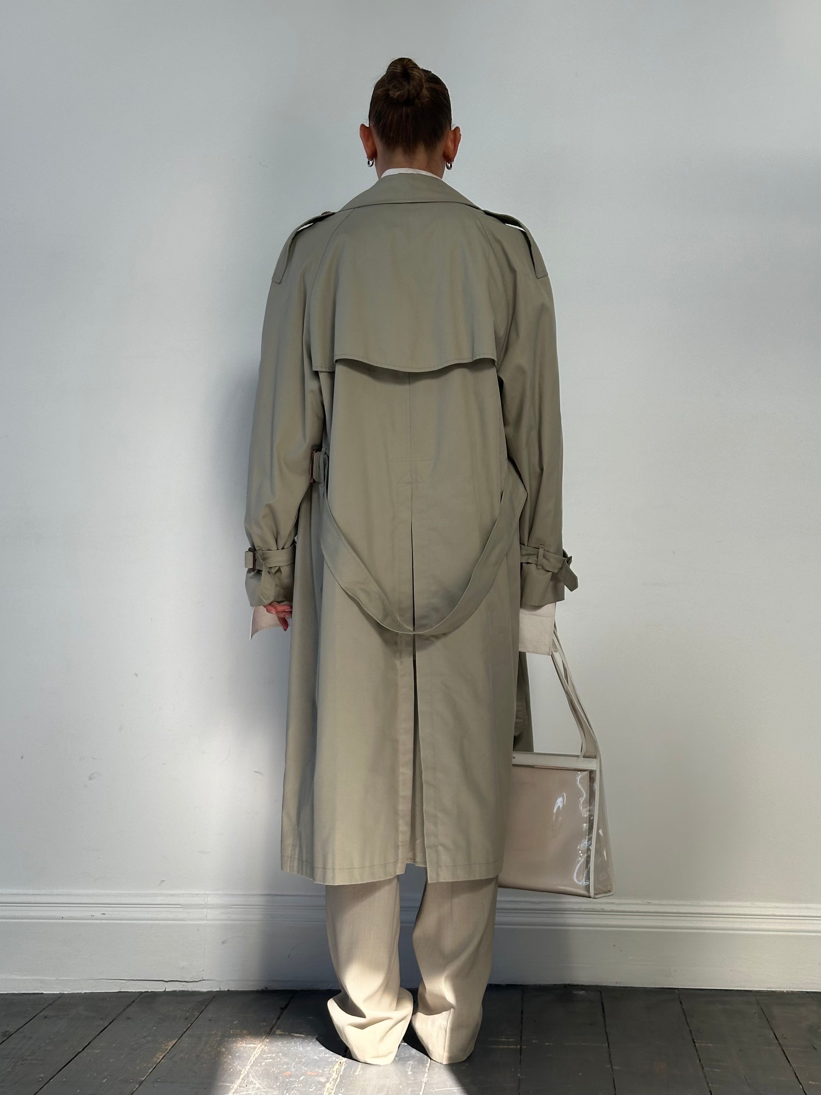 Italian Vintage Double Breasted Belted Trench Coat - XL - SYLK