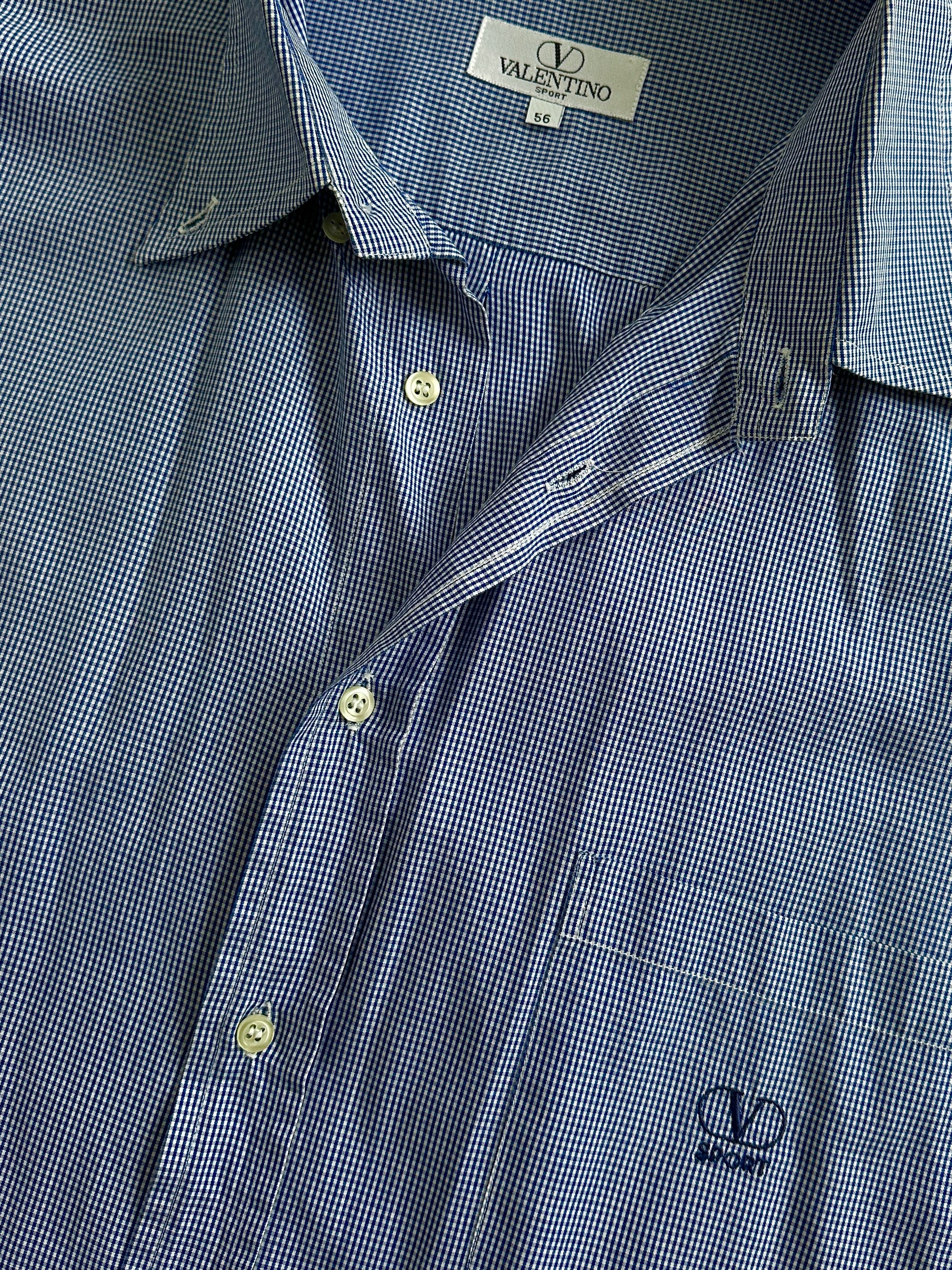 Valentino Sport Gingham cotton short sleeve shirt in XL/XXL, featuring logo detail and classic gingham pattern.