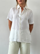 Guess Pure Linen Sheer Short Sleeve Shirt - M - SYLK