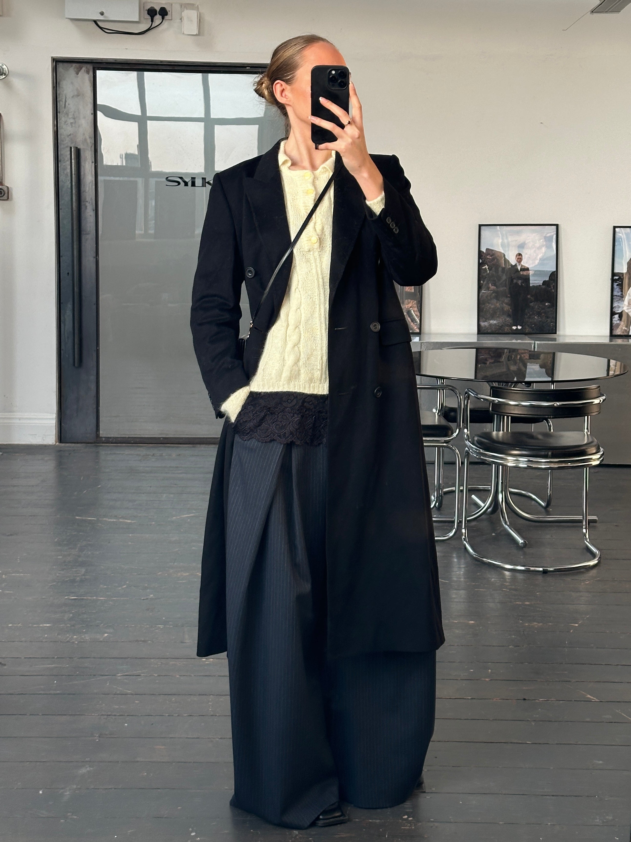 Vintage 1990s Pure Wool Double Breasted Coat - S - SYLK