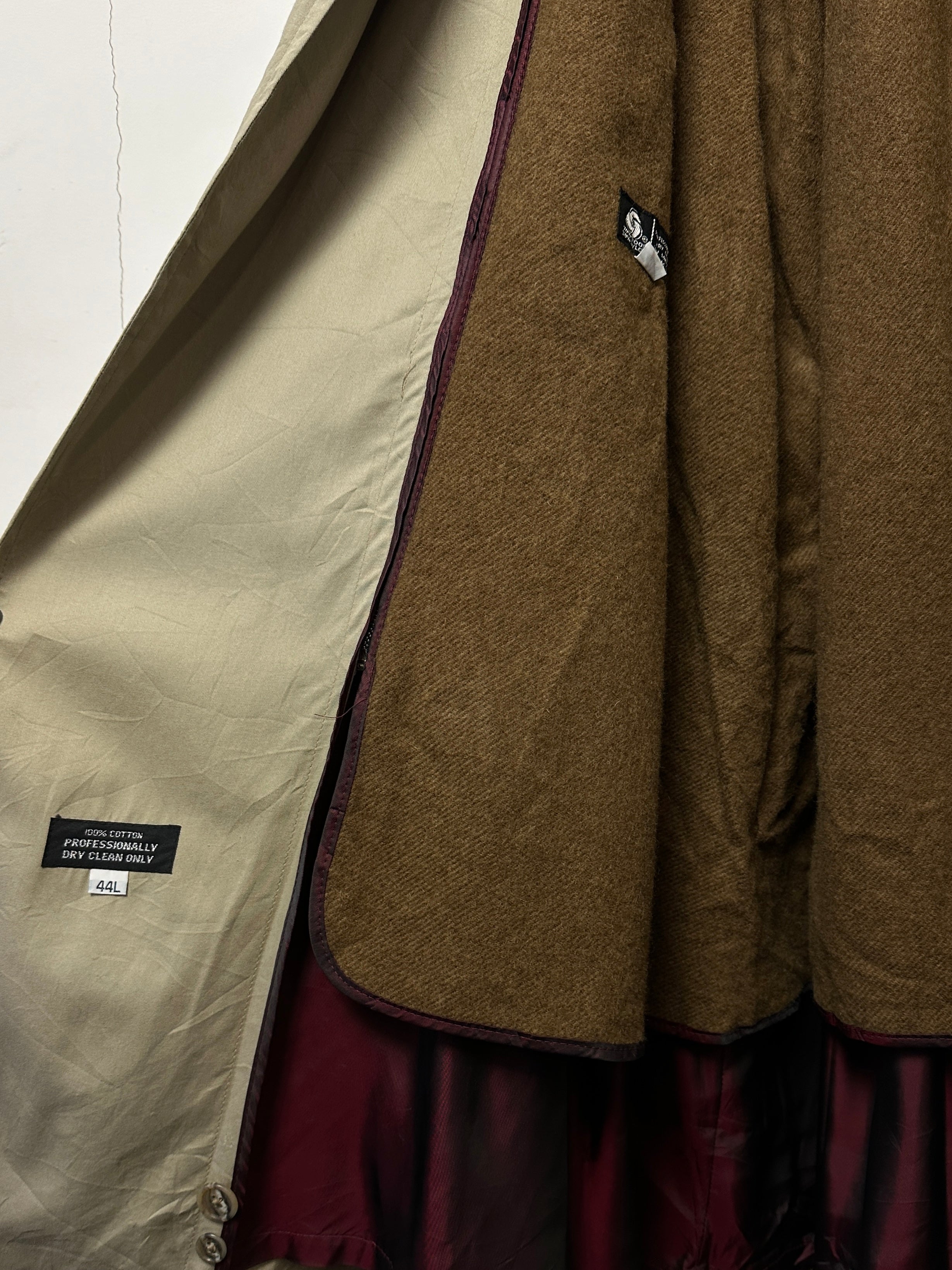 Christian Dior double-breasted pure cotton floor-length trench coat in XXL, with classic design and tailored fit.