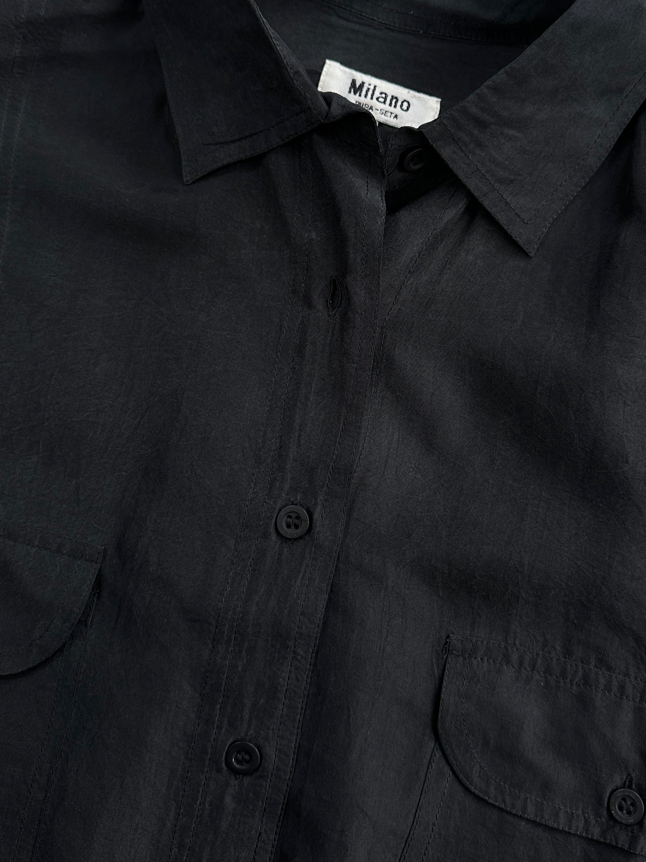 Vintage Italian pure silk shirt in size M, featuring a classic design with smooth fabric and elegant tailoring.