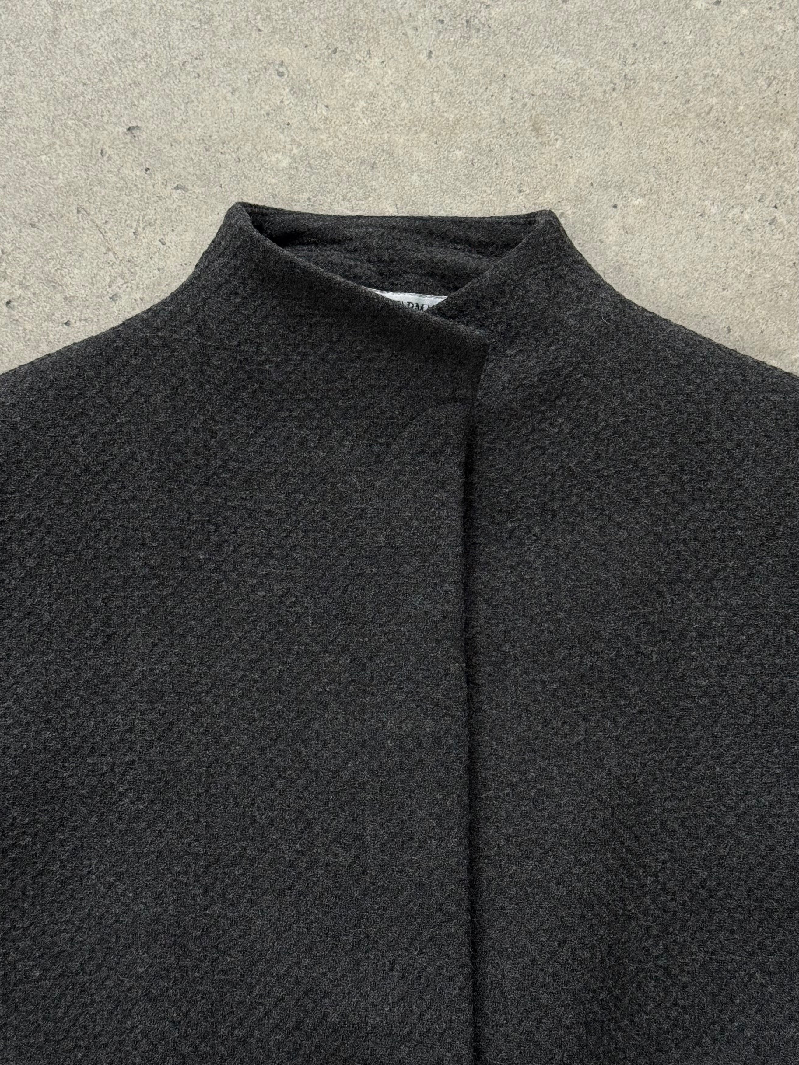 Emporio Armani 1990s high neck minimal jacket in XS/S, sleek black jacket with clean lines and modern design.