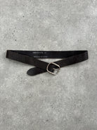 Vintage 1990s Chrome Distressed Leather Belt - W31-35 - SYLK