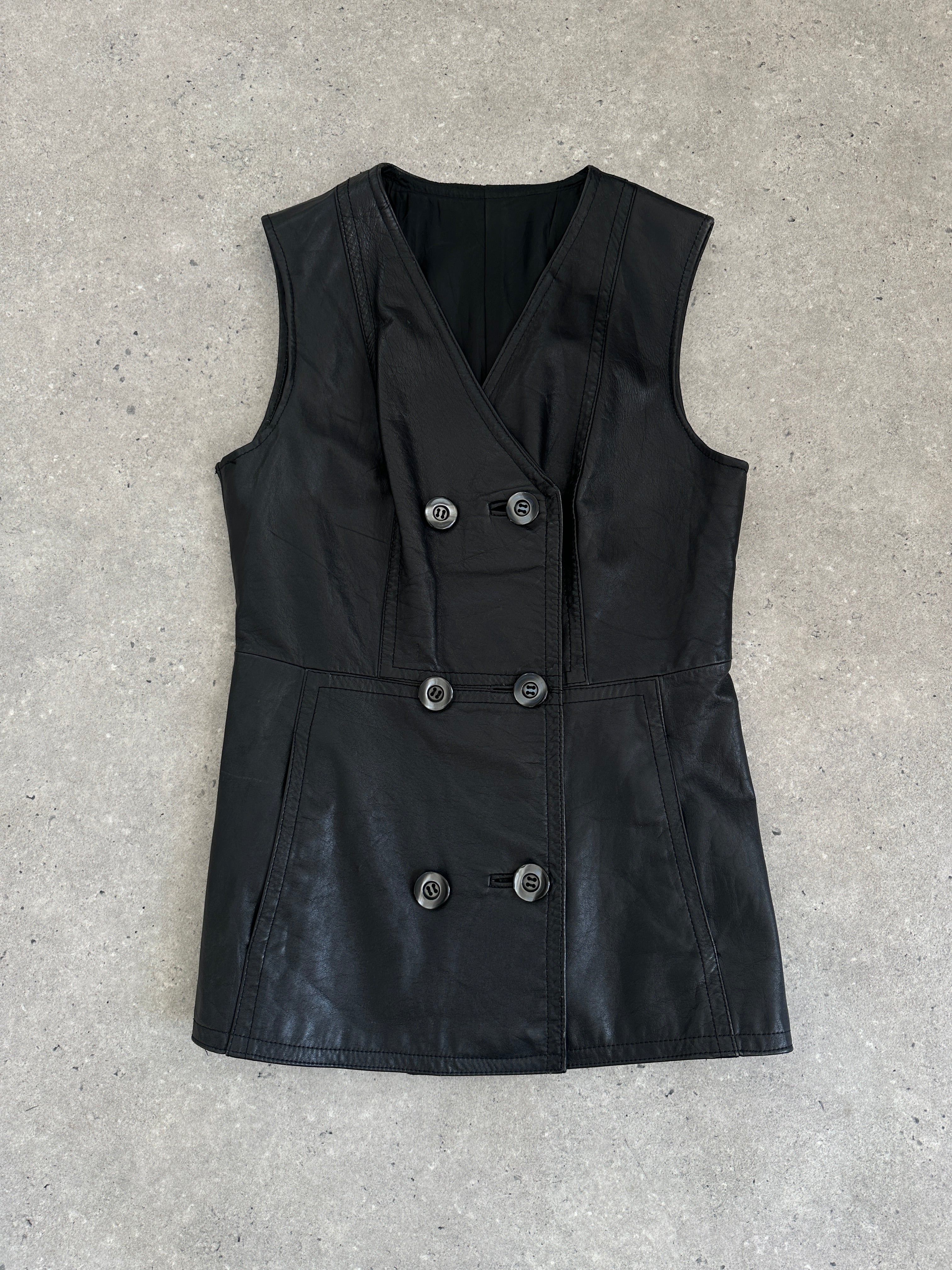 Vintage Double Breasted Leather Waistcoat - S - SYLK