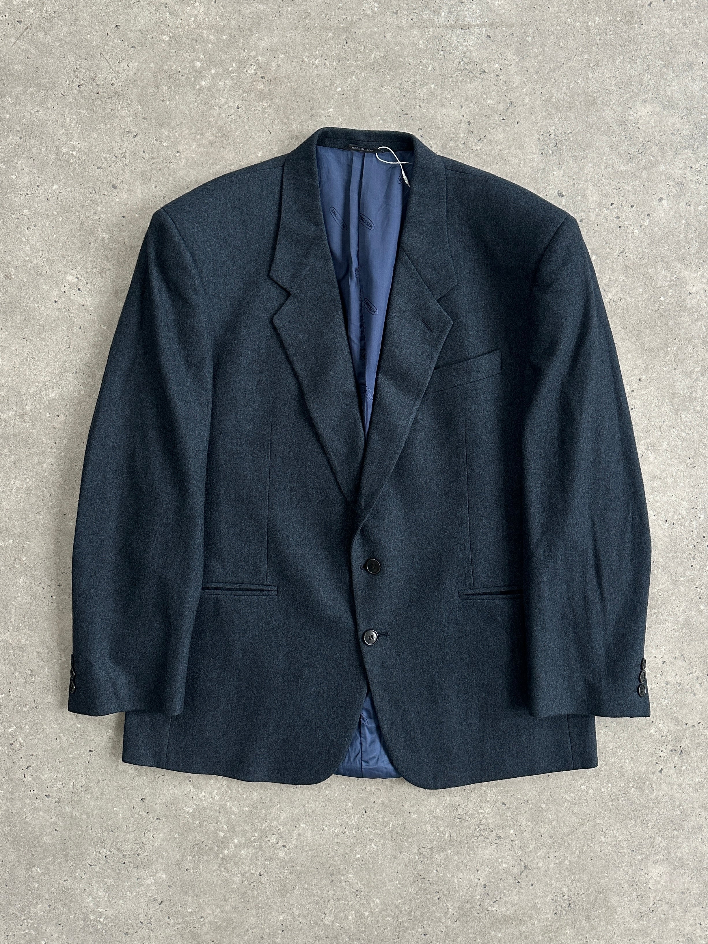 Missoni brushed wool and cashmere single-breasted blazer in size 44R/XL, featuring a tailored fit and classic lapel design.
