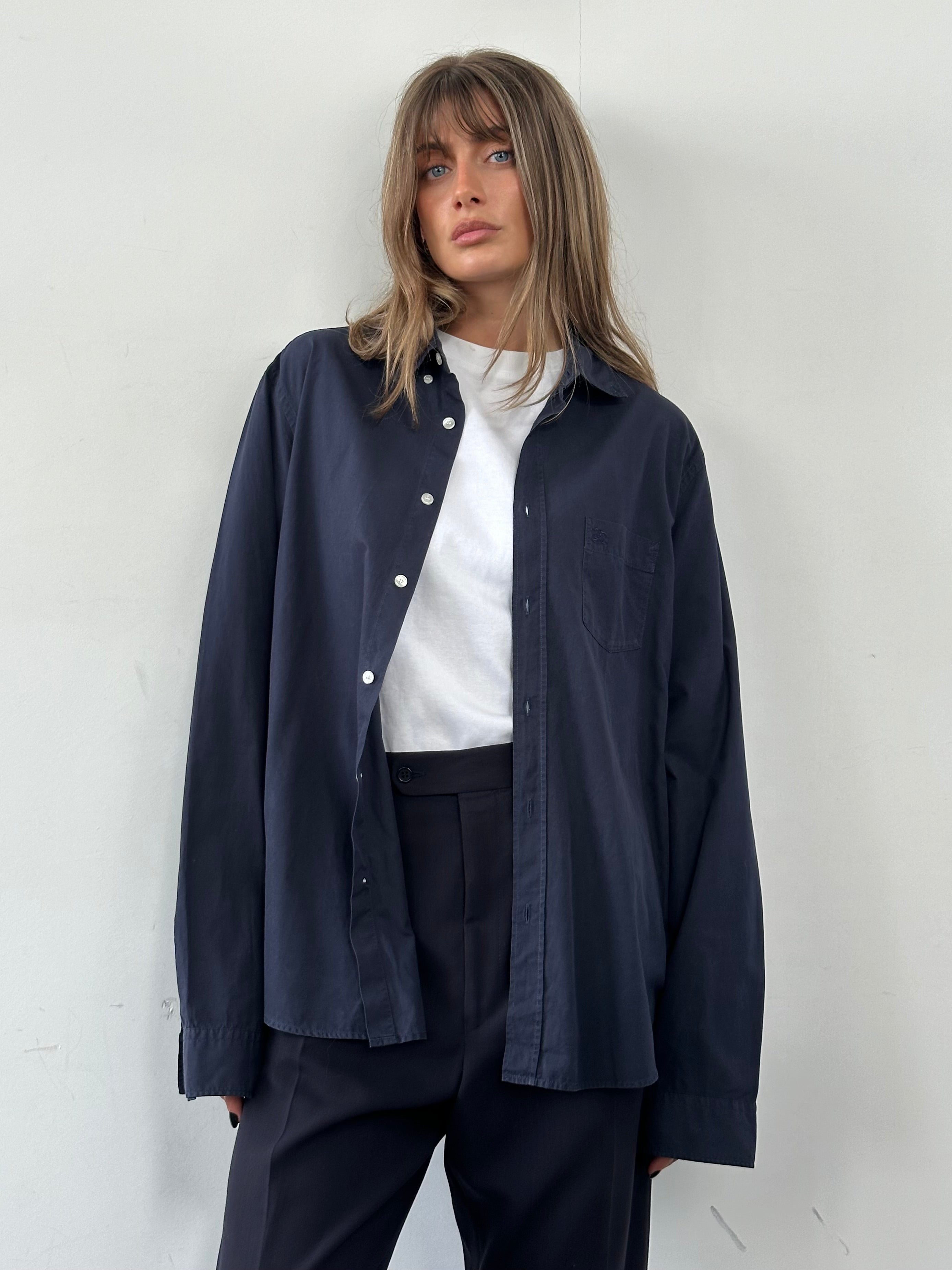 Burberry Brit Pure Cotton Logo Shirt in XL, featuring classic design, white fabric, and signature brand logo on the chest.