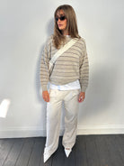 St Michael Stripe Knitted Jumper - M - SYLK