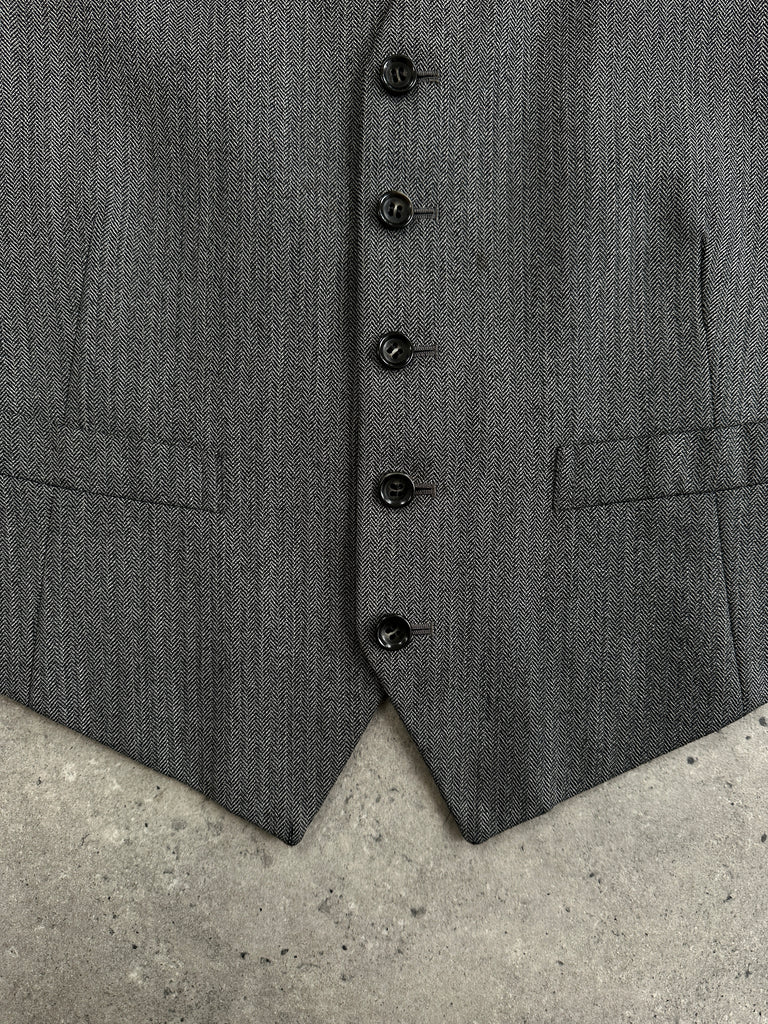 Vintage Herringbone Tailored Waistcoat - M - SYLK