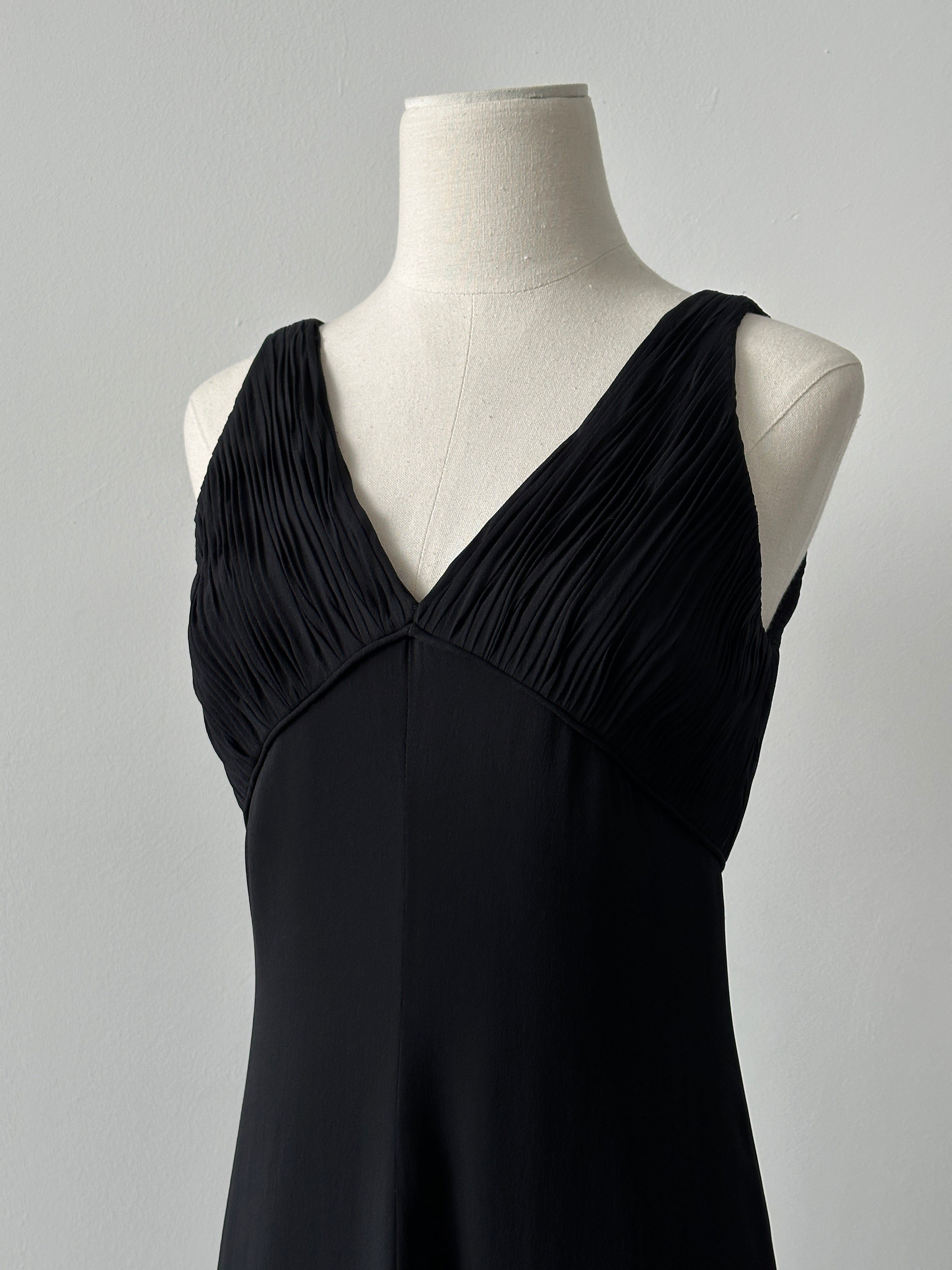 Armani Collezioni 2000s Pure Silk Pleated Midi Dress -