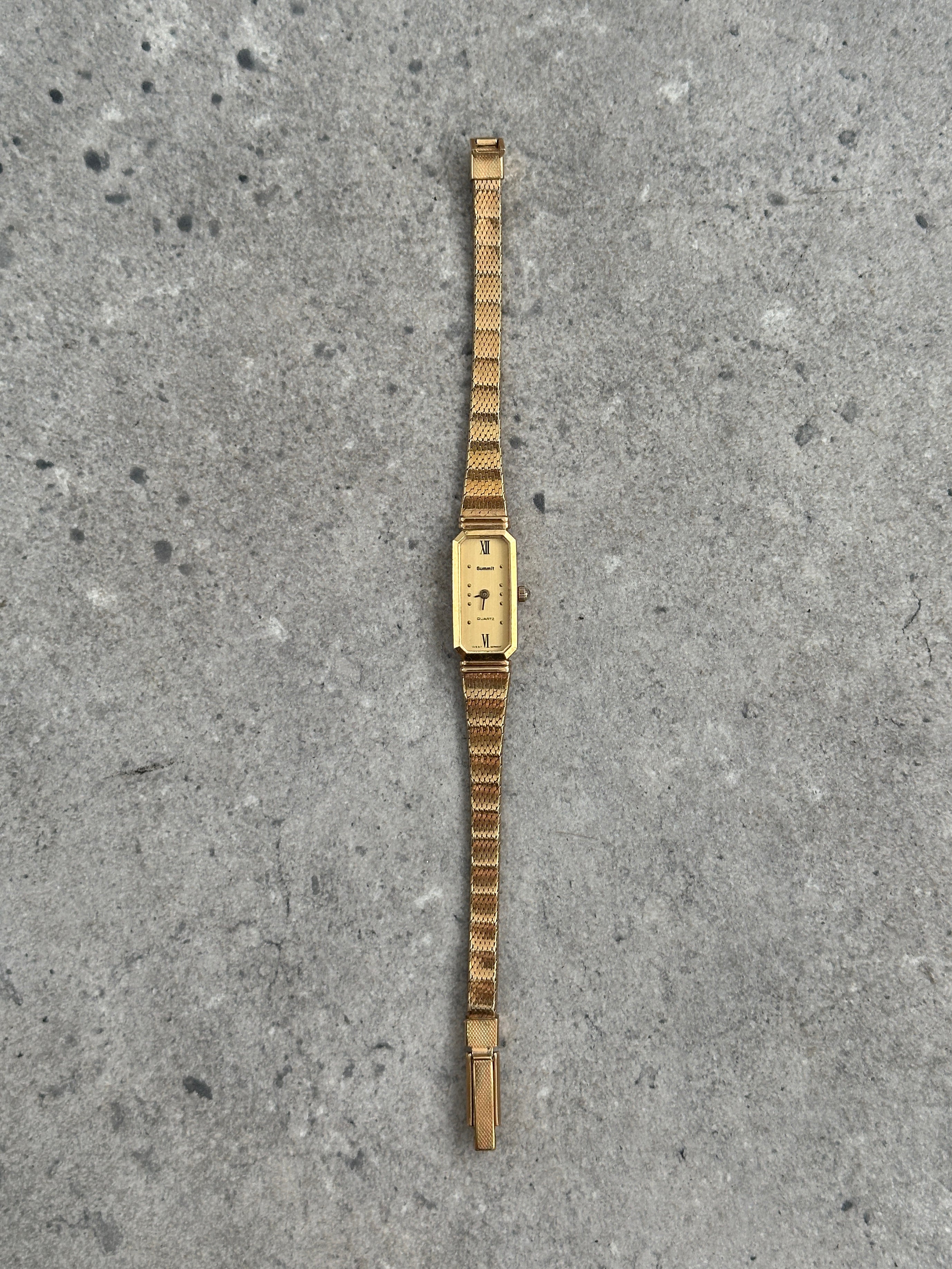 Vintage Summit 1980s Gold Tone Rectangular Watch Watch