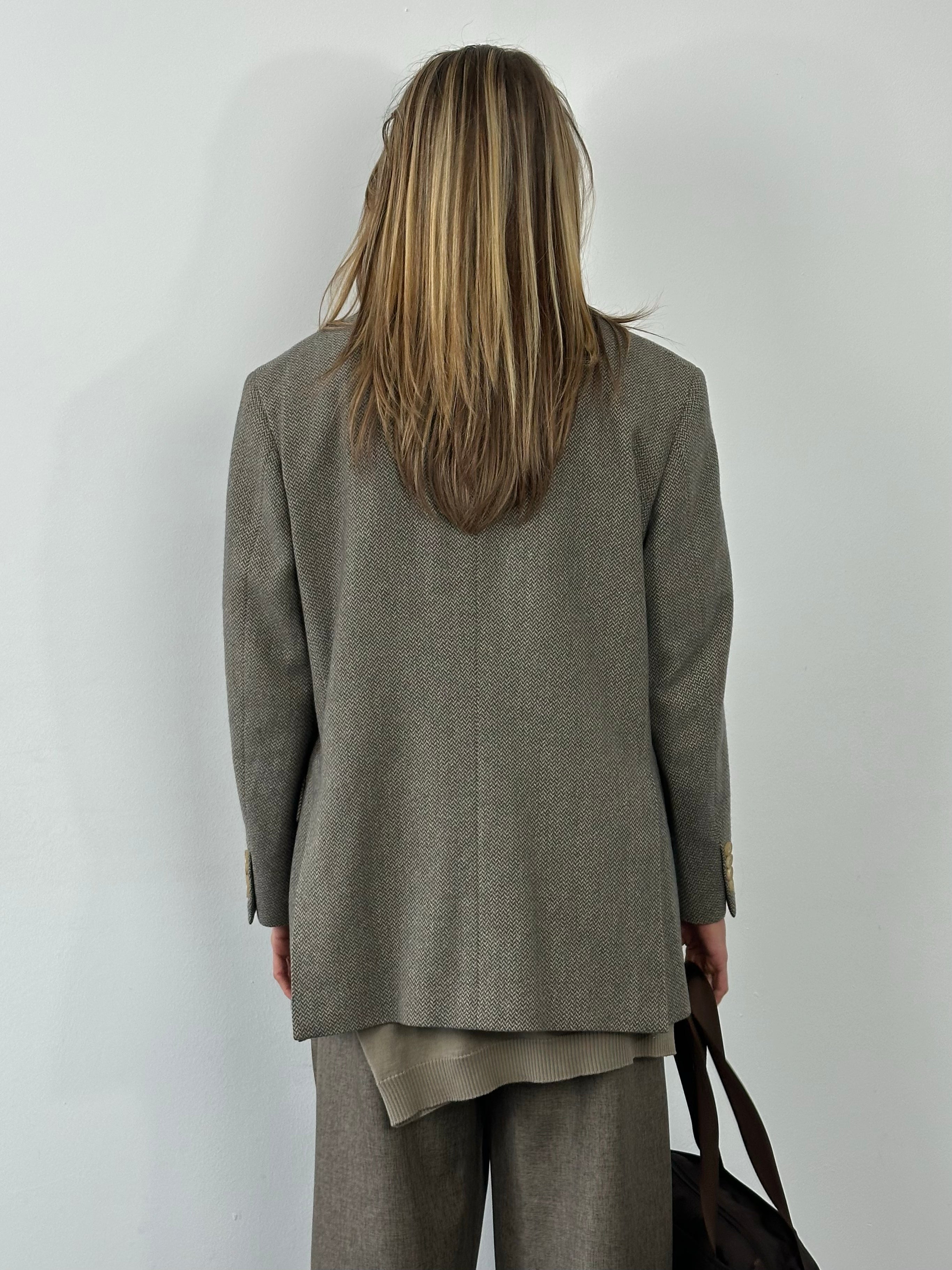 Burberry Londo 1990s Pure Wool Herringbone Blazer - 38S/L/XL