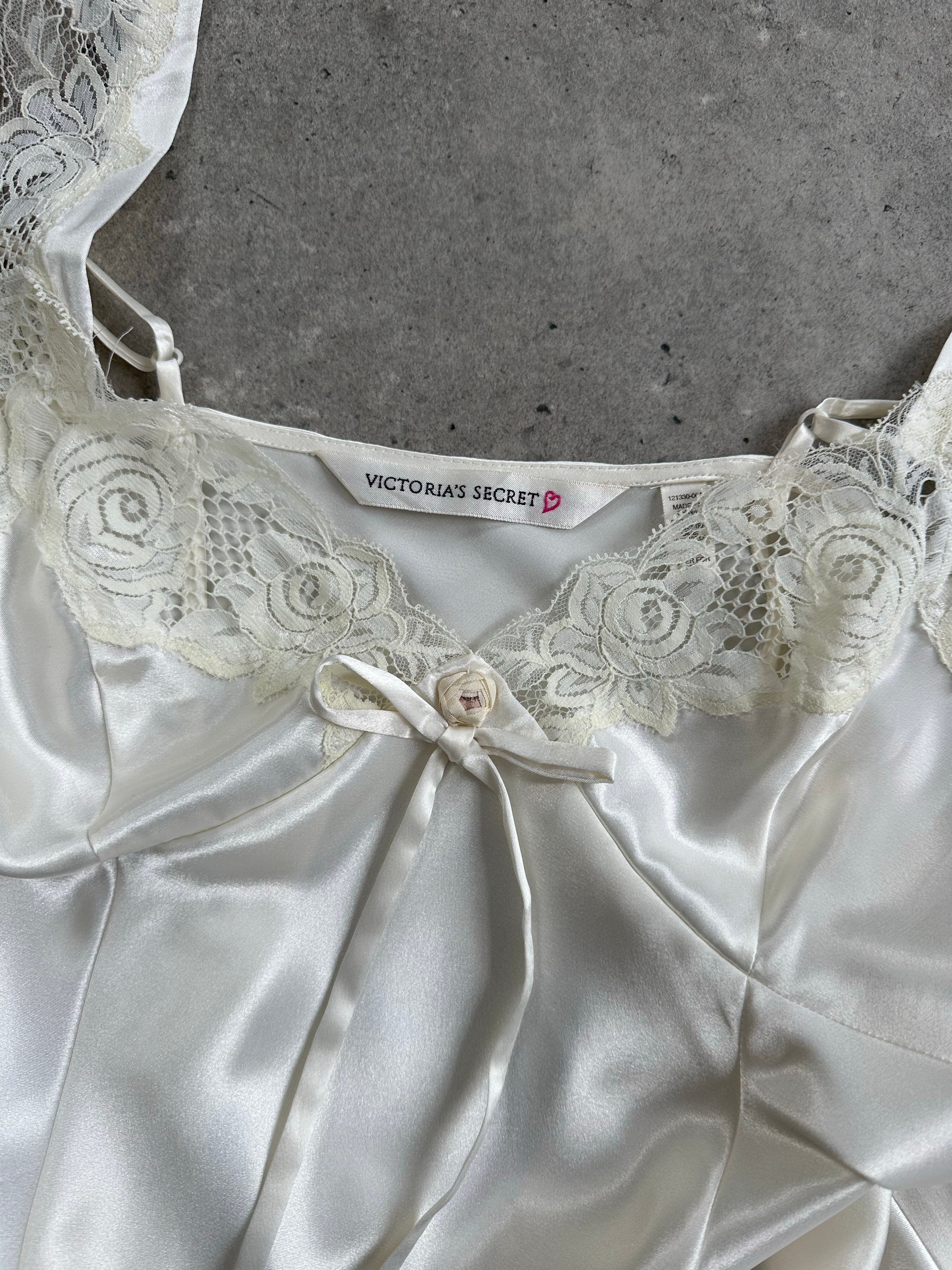 Victoria's Secret 2000s Lace Satin Slip Mini Dress - M
