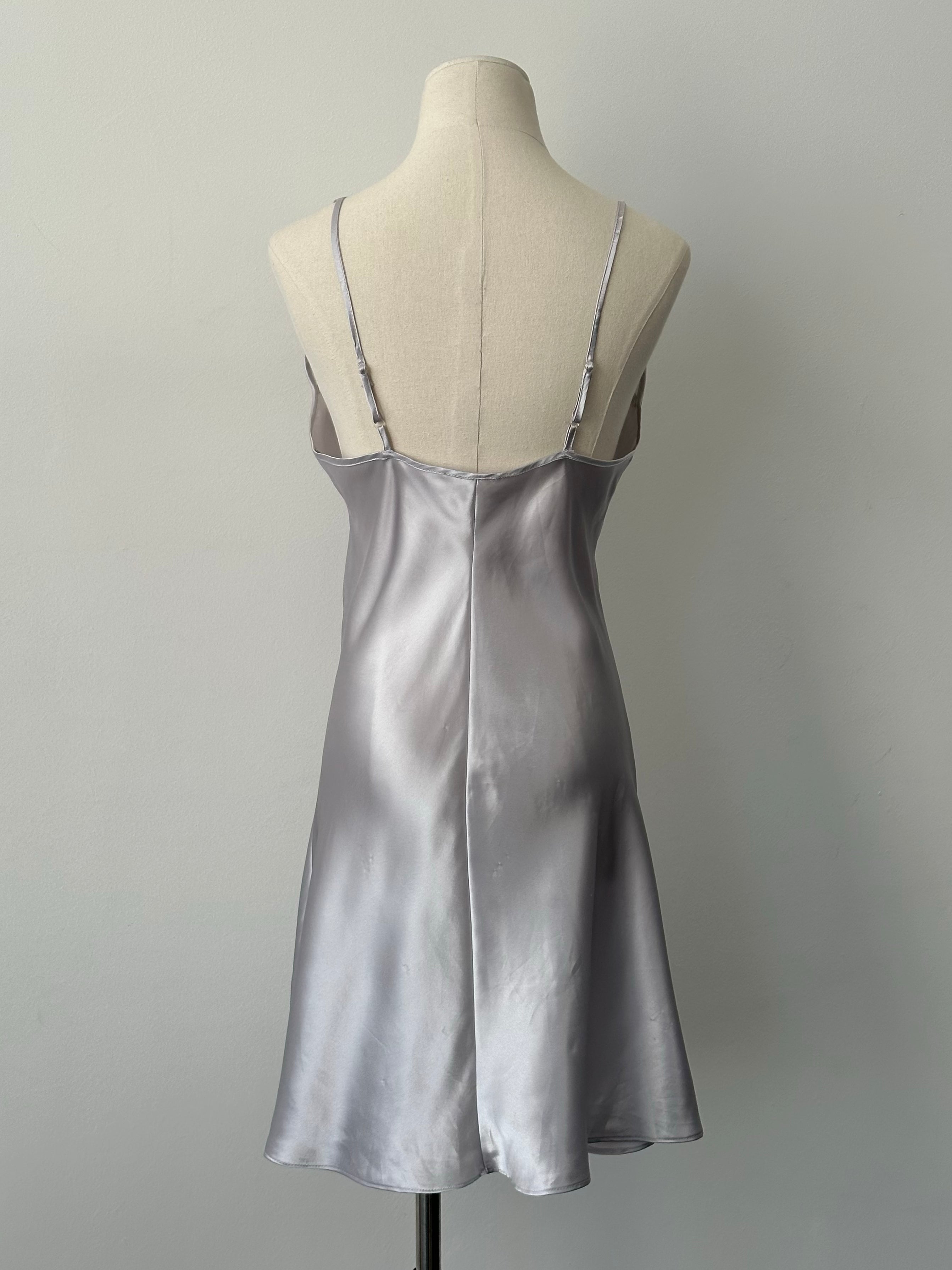 Vintage 1990s Satin Pearl Mini Slip Dress - S