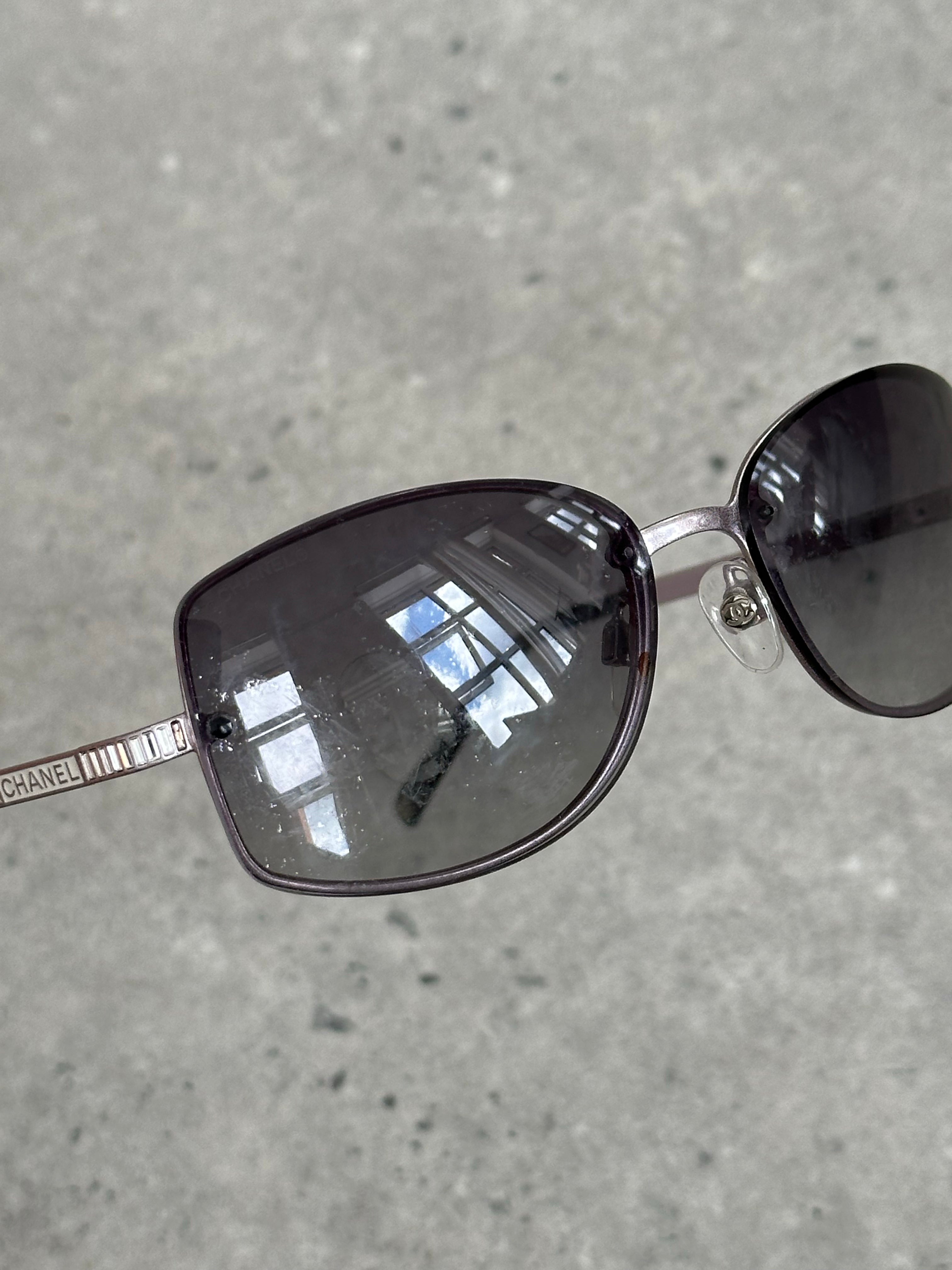 Chanel 2000s Rimless Crystal Bar Rectangle Sunglasses