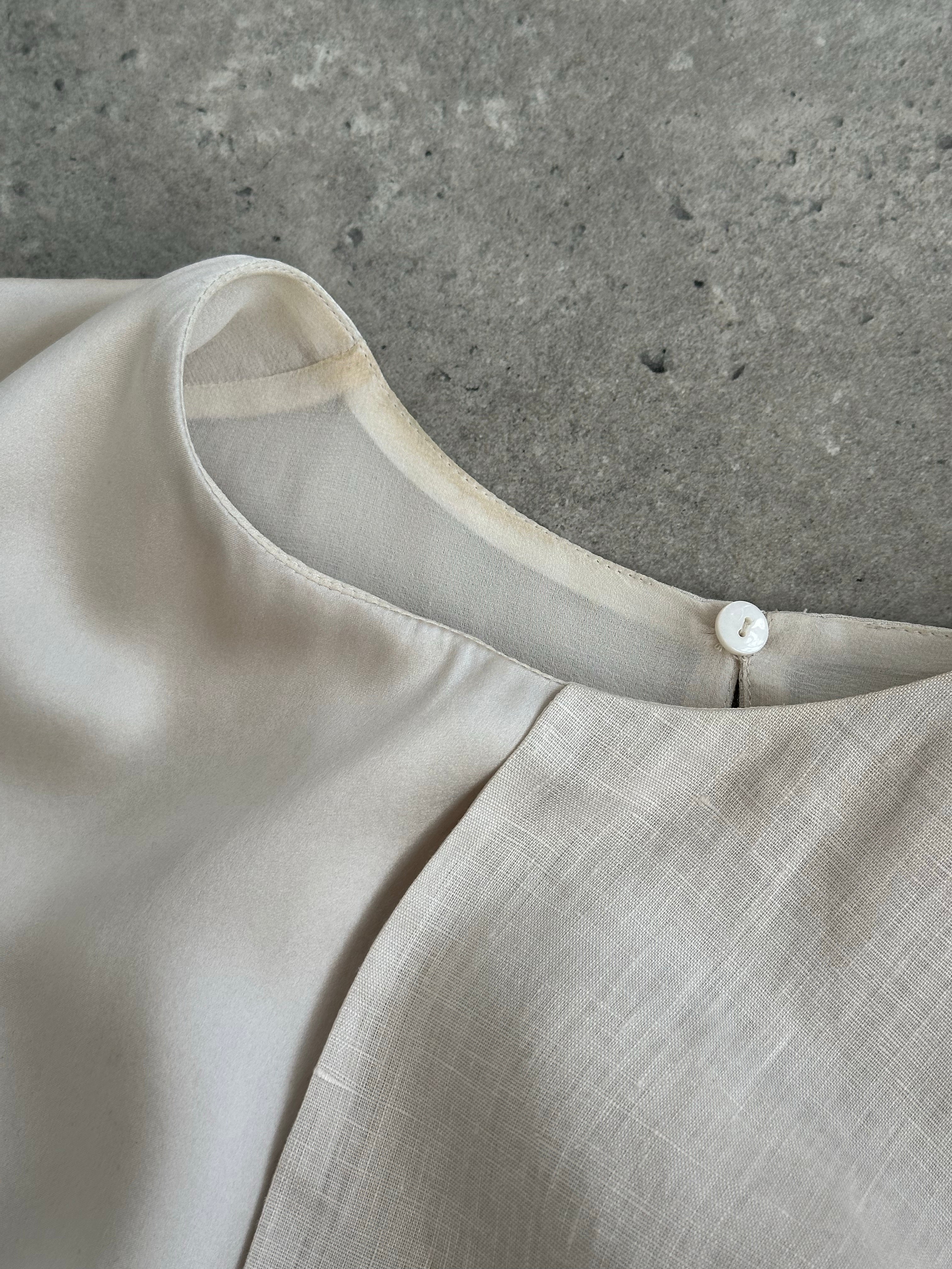 Max Mara 1990s Silk Linen Asymmetric Sleeveless Top - M