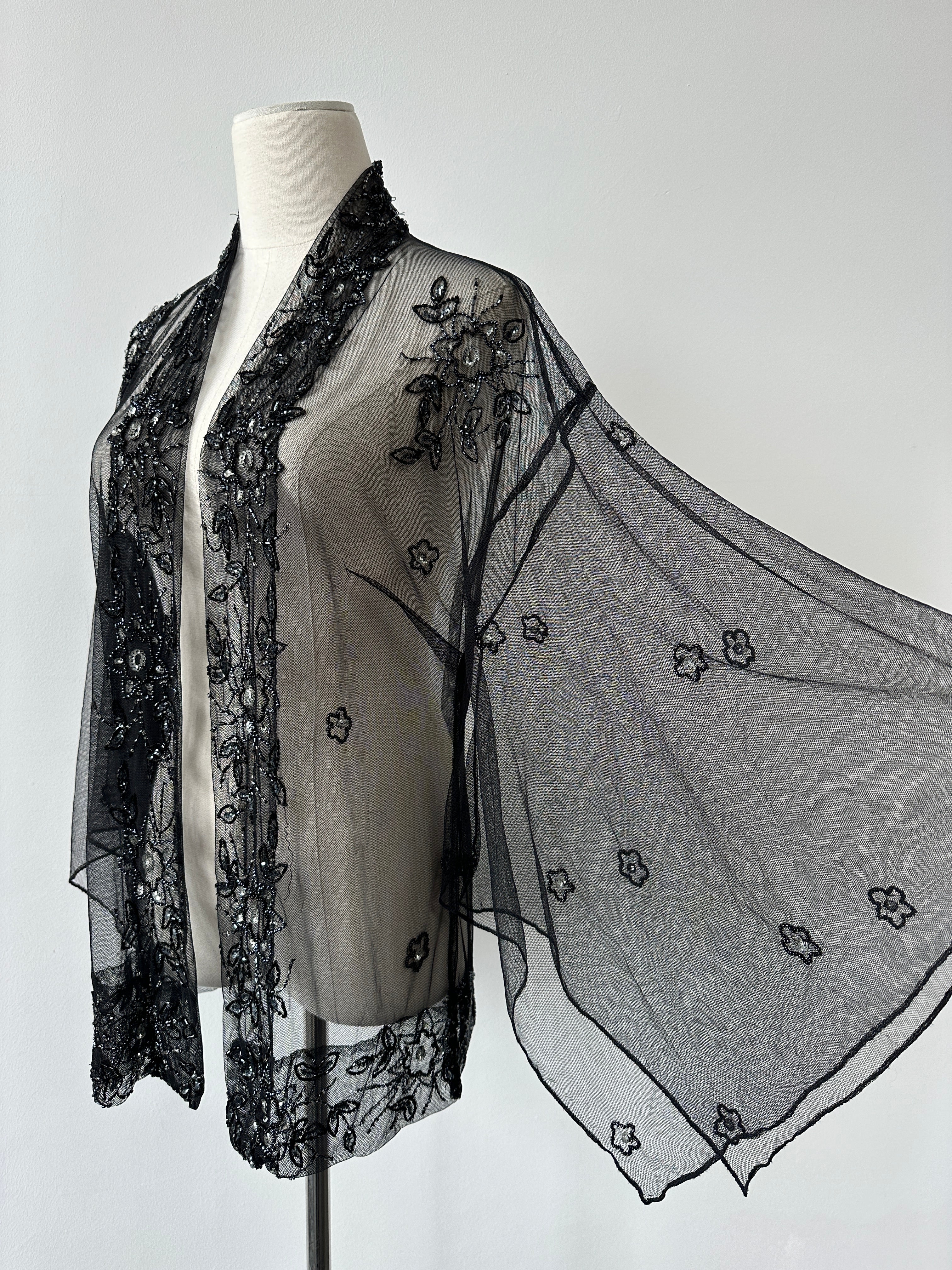 Vintage 2000s Beaded Sheer Kimono Cardigan - One size