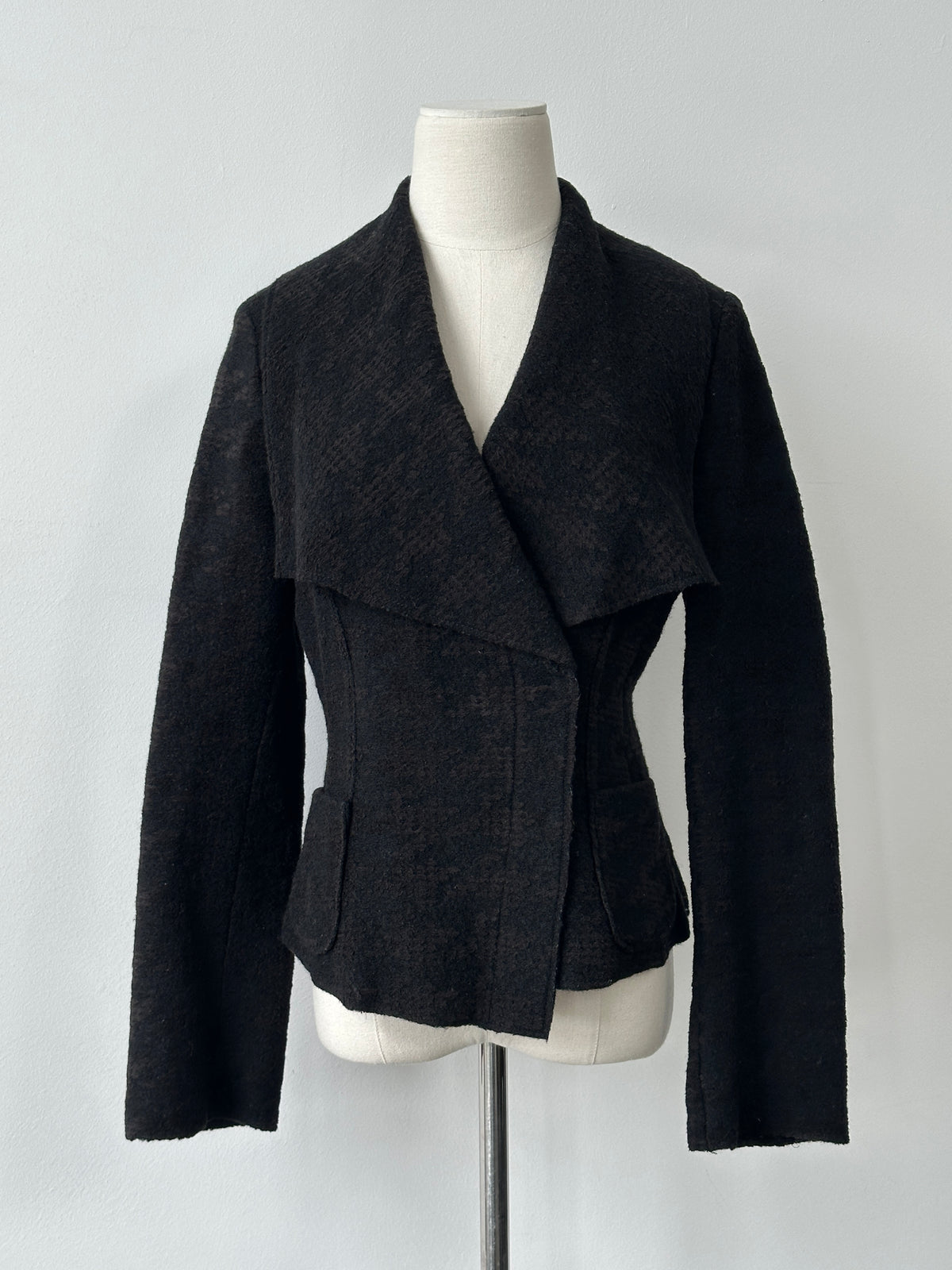 Vintage 2000s Virgin Wool Asymmetric Fitted Jacket - M