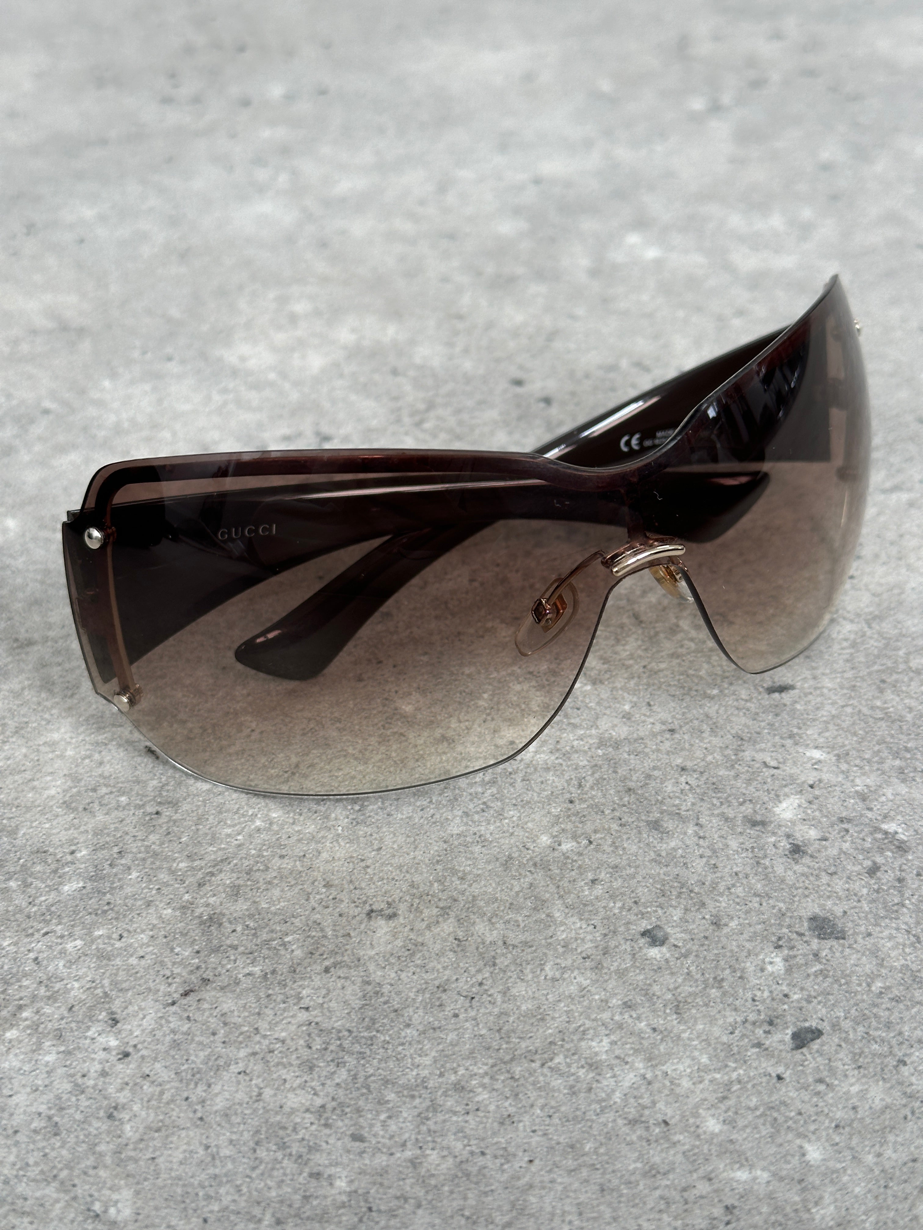 Gucci 2000s Tom Ford Era Oversized Shield Monogram Sunglasses