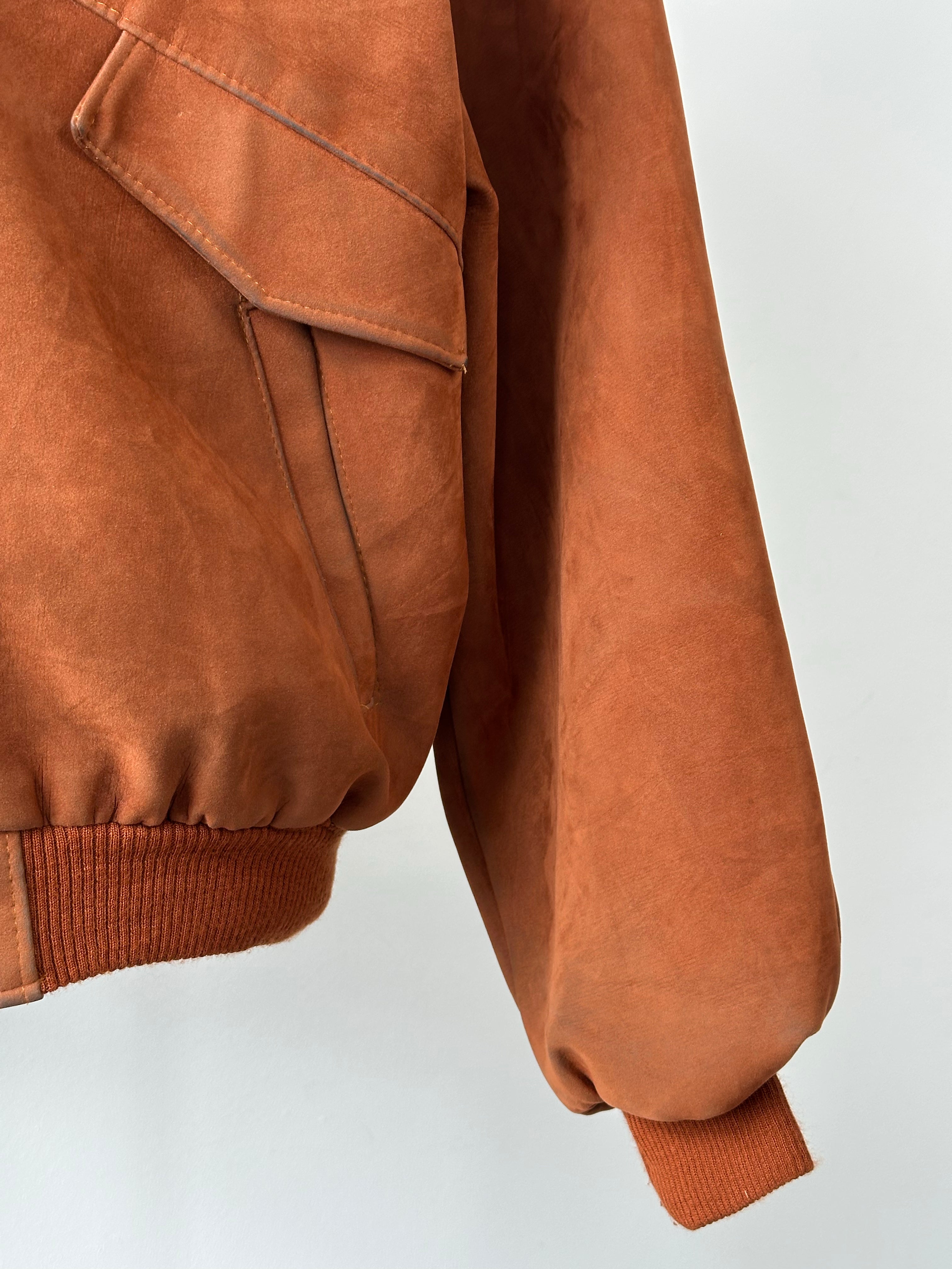 Vintage 1990s Faux Suede Bomber Jacket - M