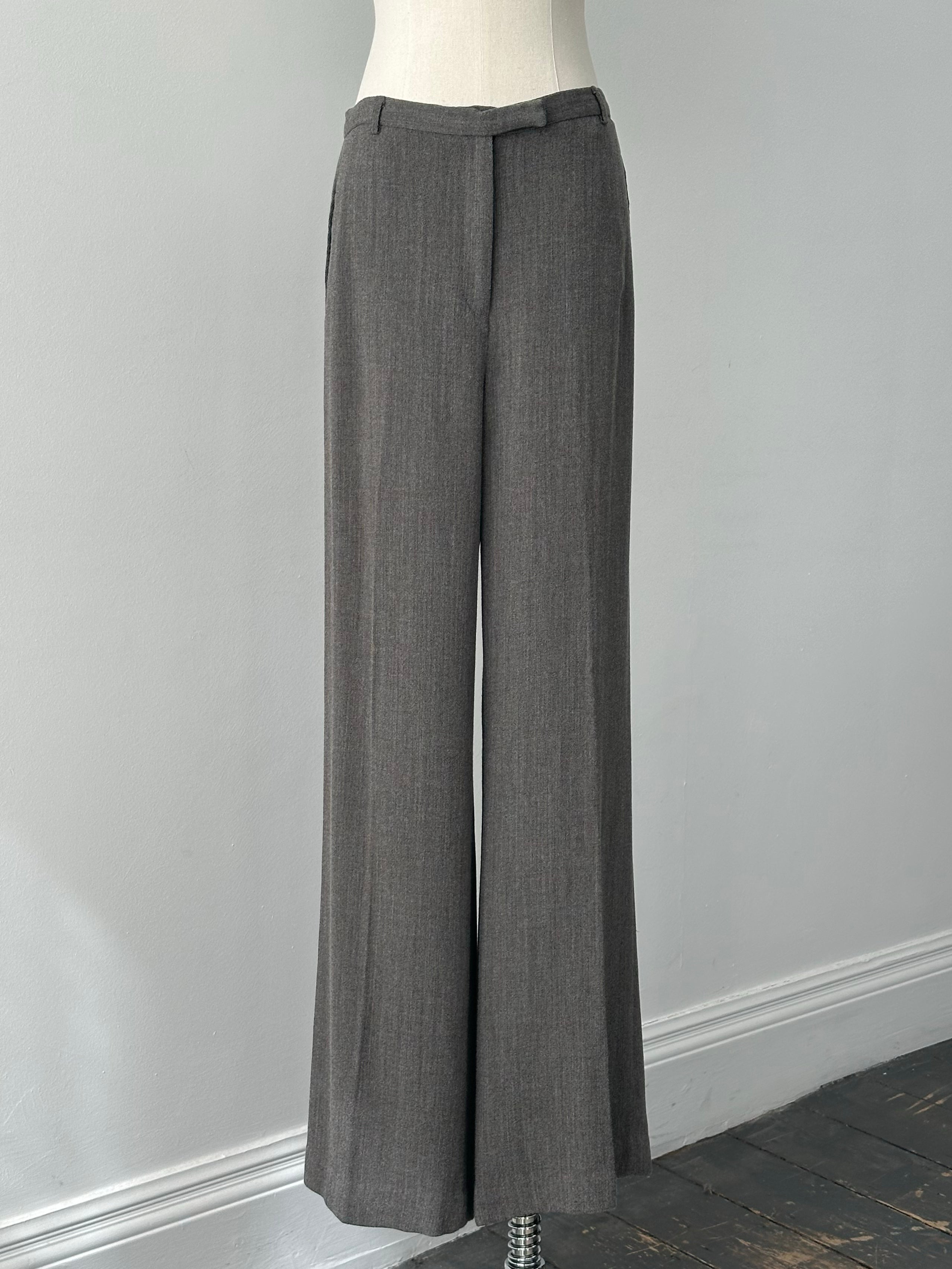 Calvin Klein 2000s Wool Wide Leg Tailored Trousers - W30
