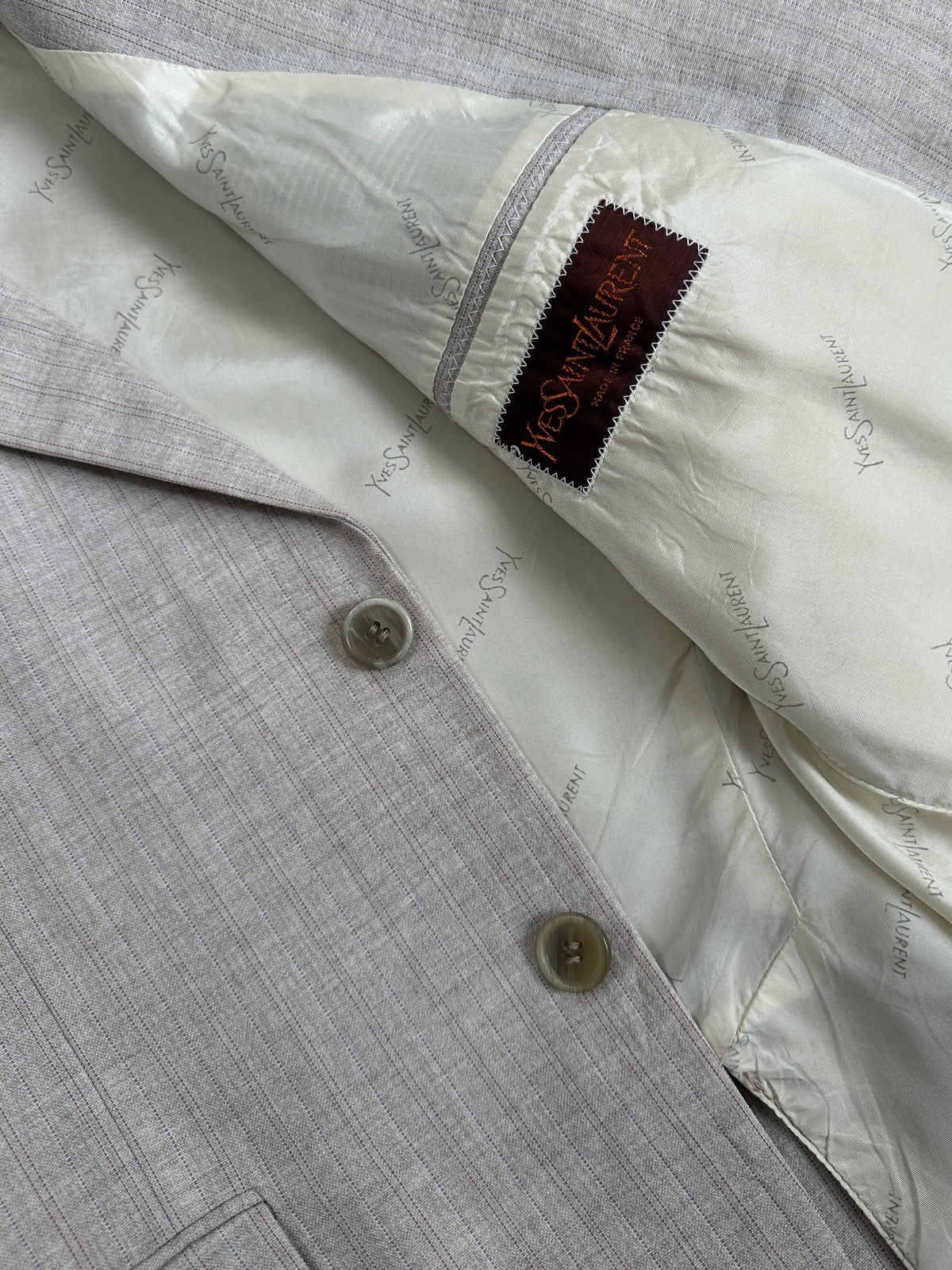Yves Saint Laurent 1980s Wool Stripe Single Breasted Blazer - M
