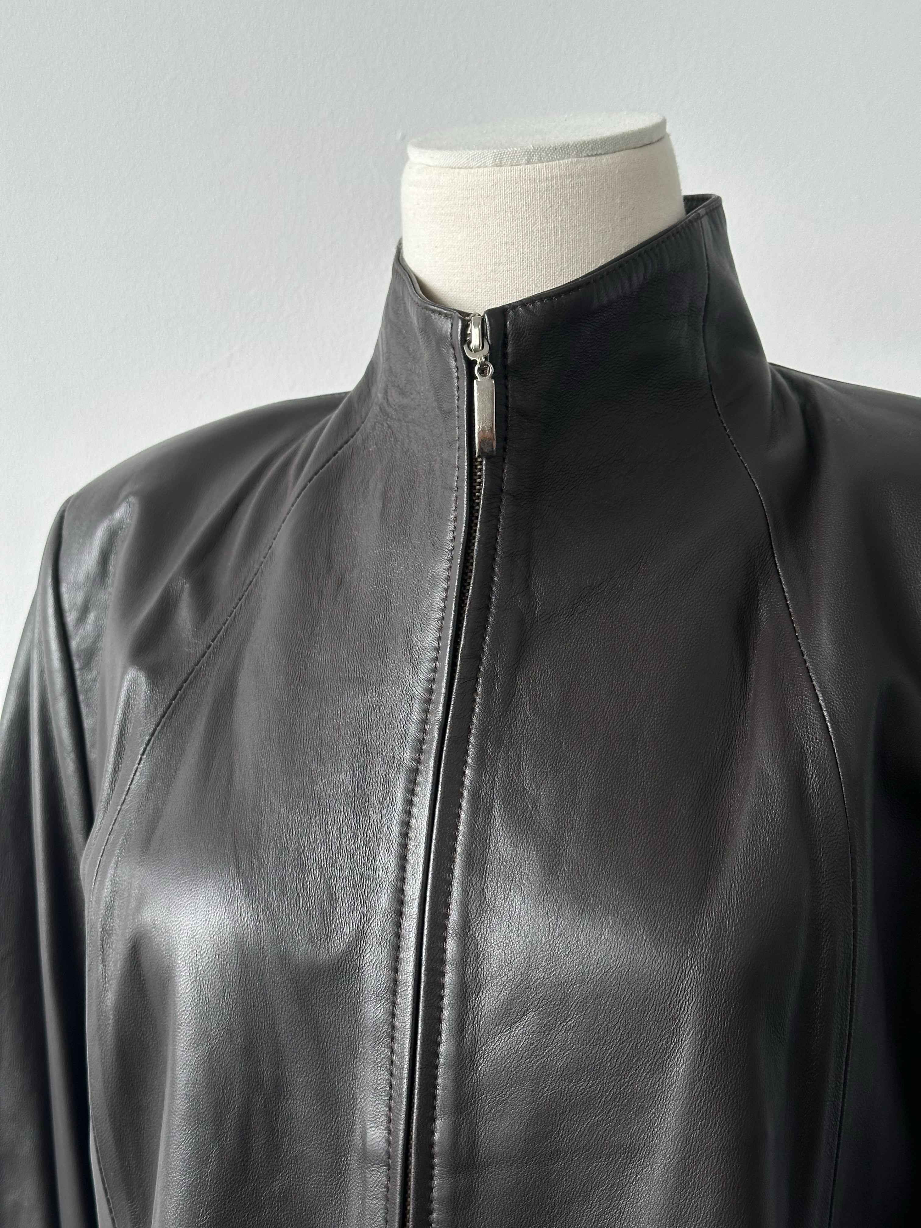 Vintage 1990s High Neck Leather Jacket - M/L