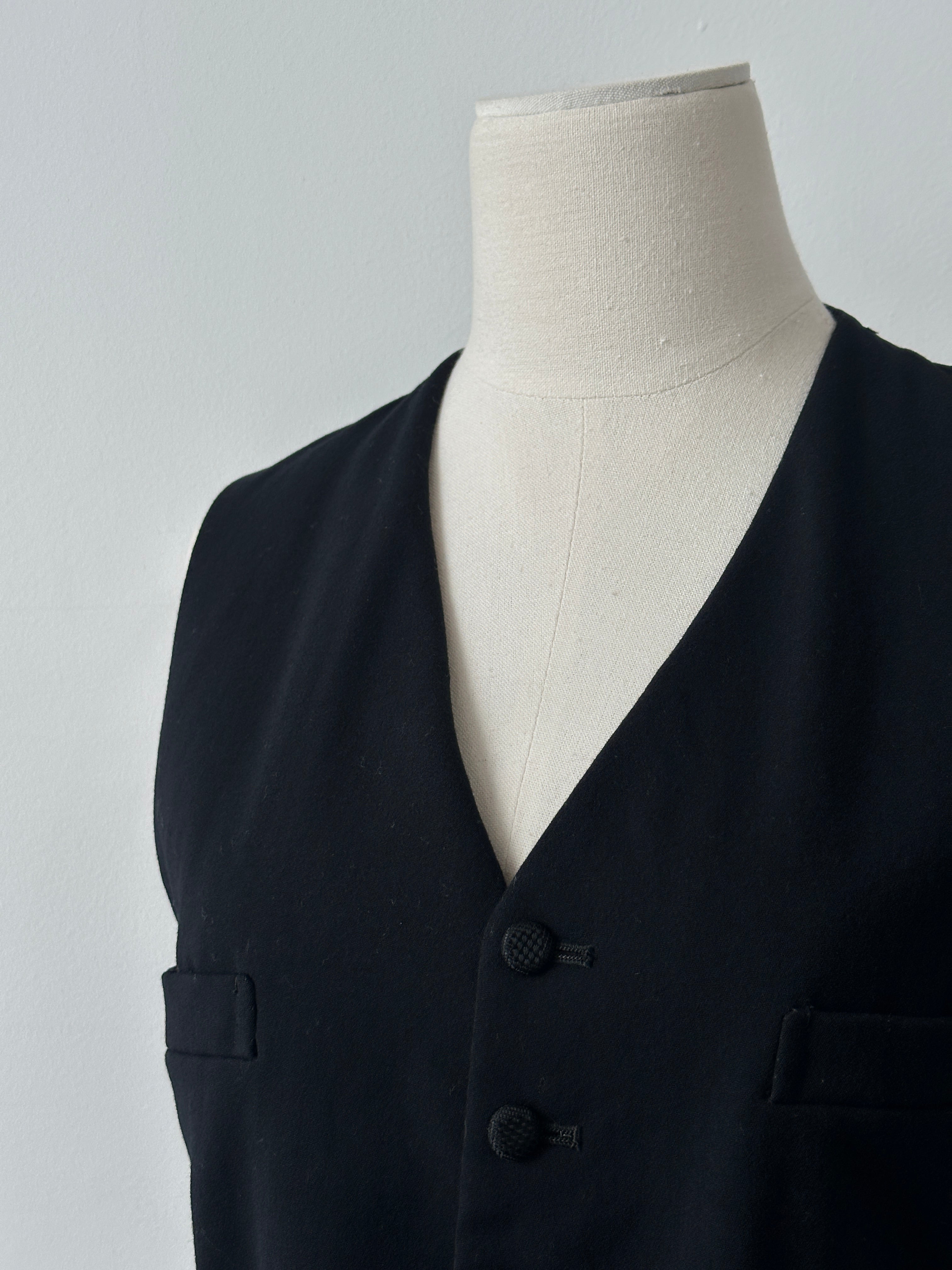 Vintage 1990s Pure Wool Tailored Waistcoat - M