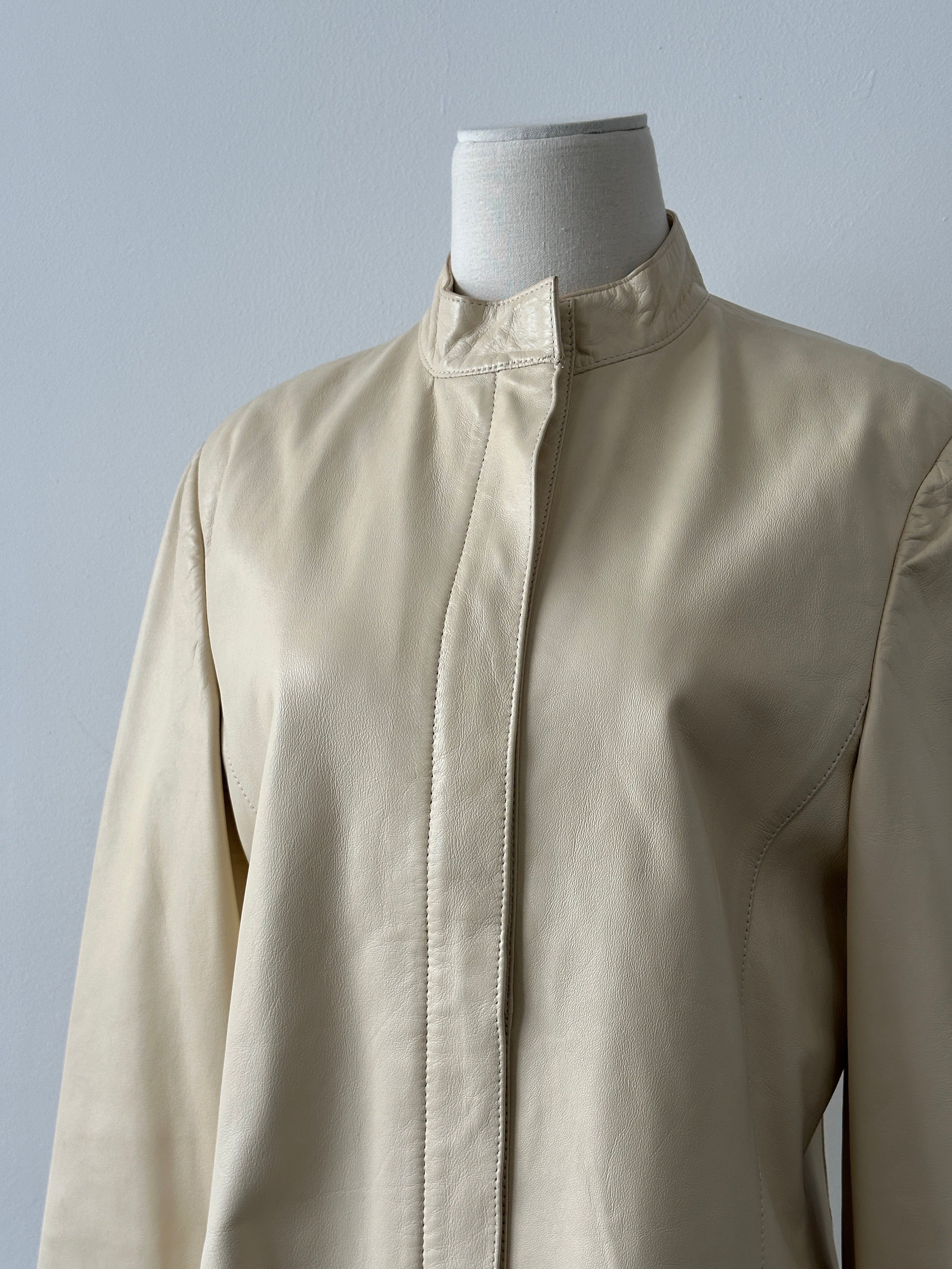 Vintage 1990s Concealed Placket Leather Jacket - M