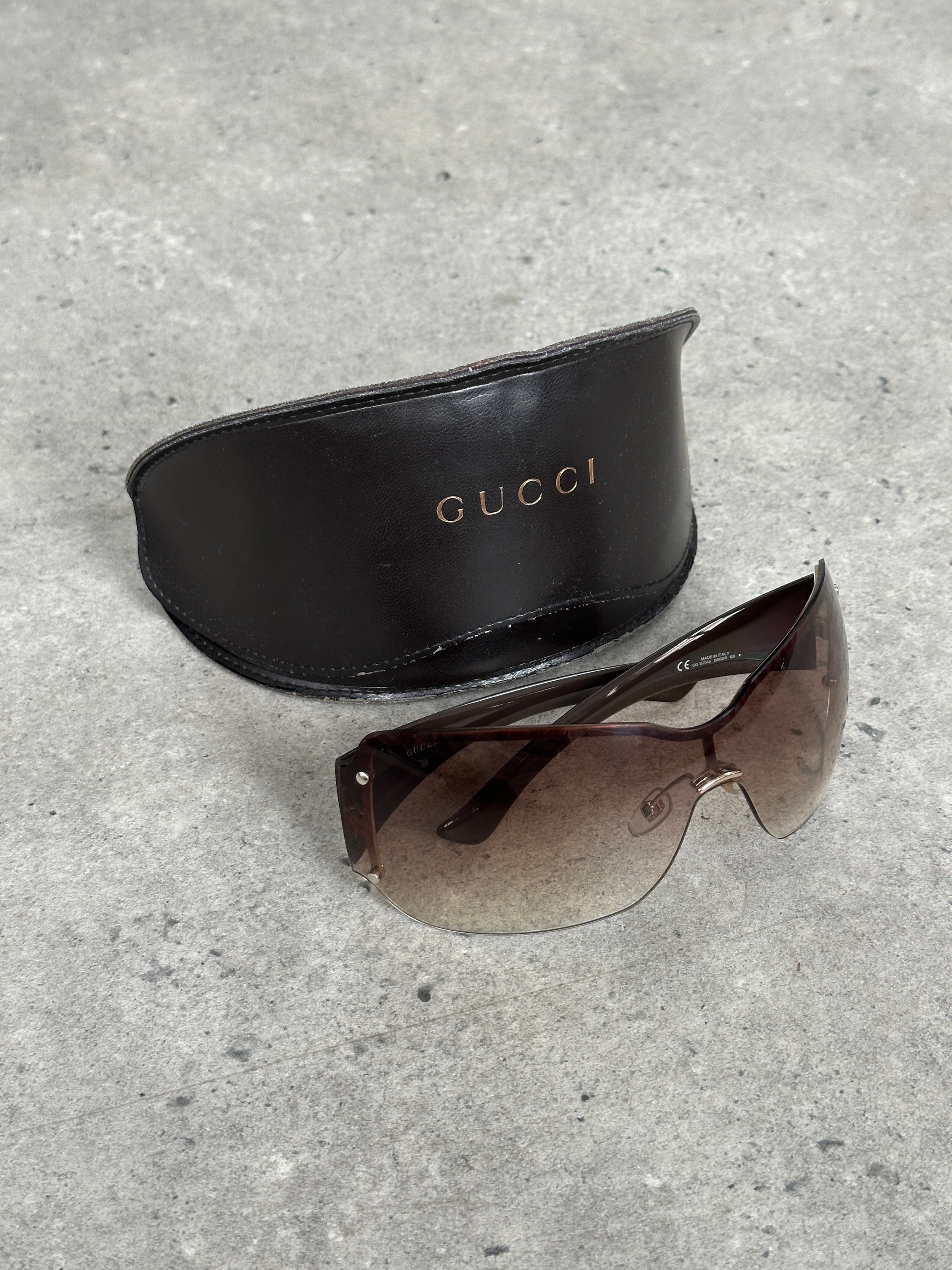 Gucci 2000s Tom Ford Era Oversized Shield Monogram Sunglasses