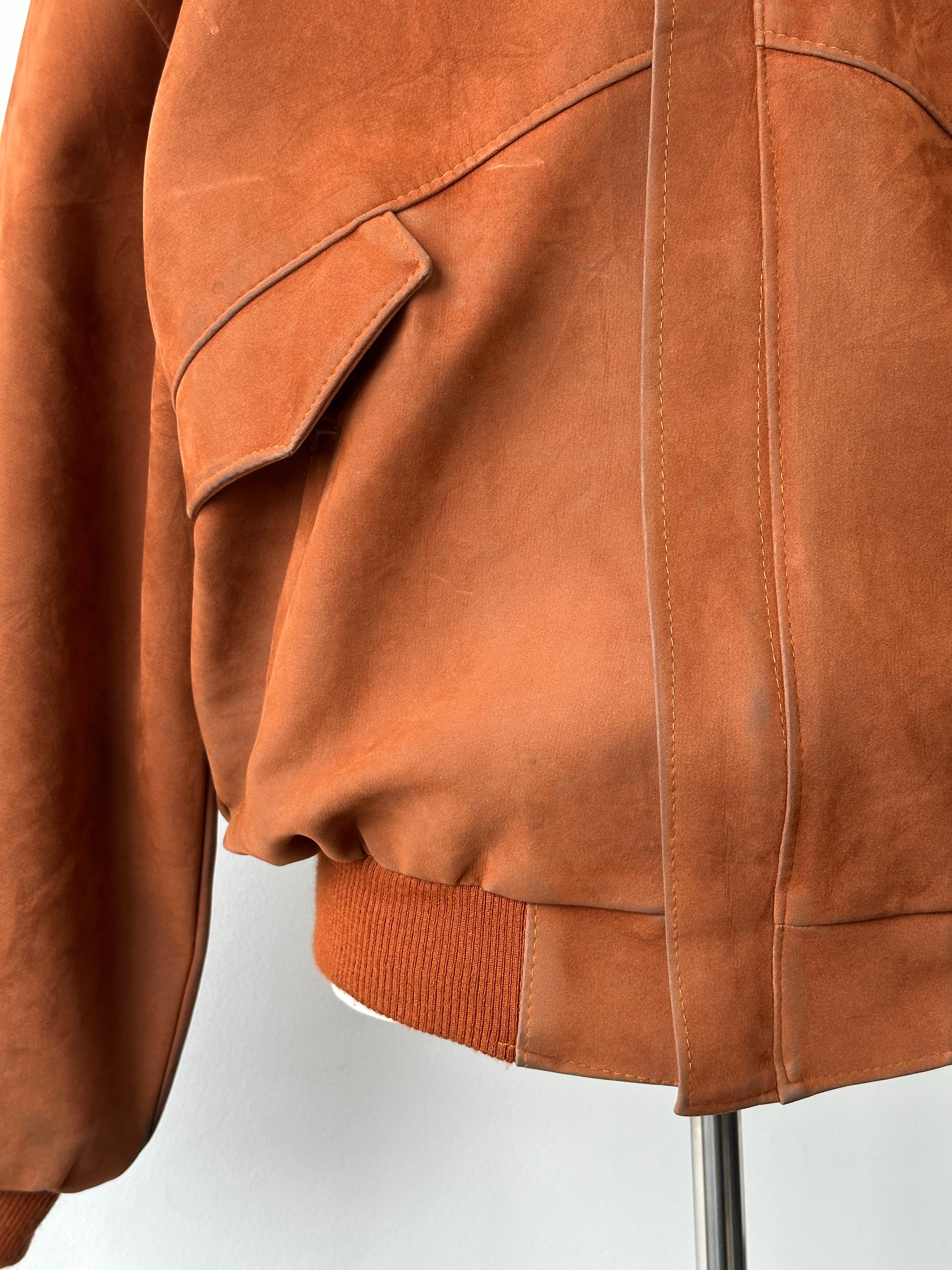 Vintage 1990s Faux Suede Bomber Jacket - M