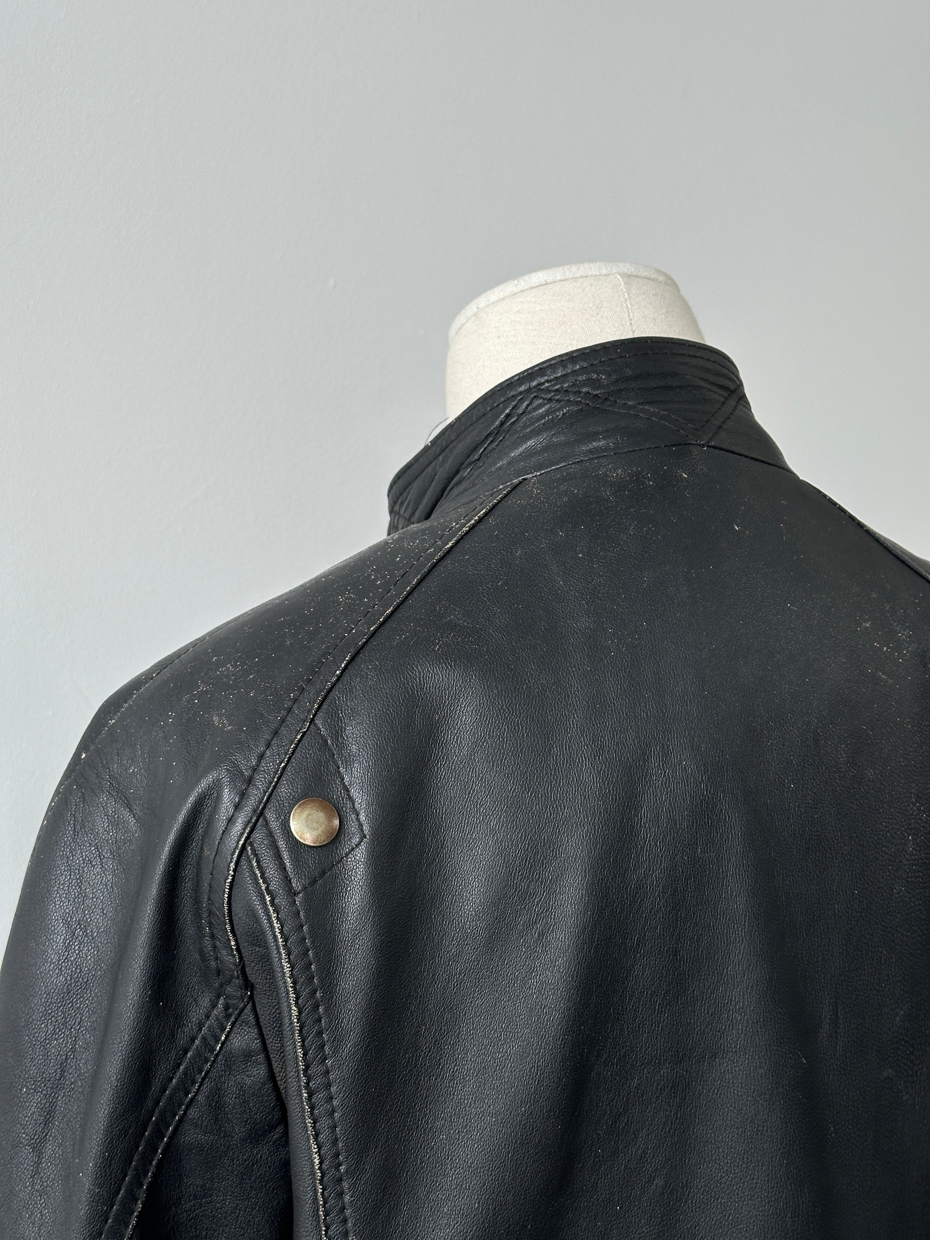 Vintage 1990s Double Breasted Leather Jacket - M