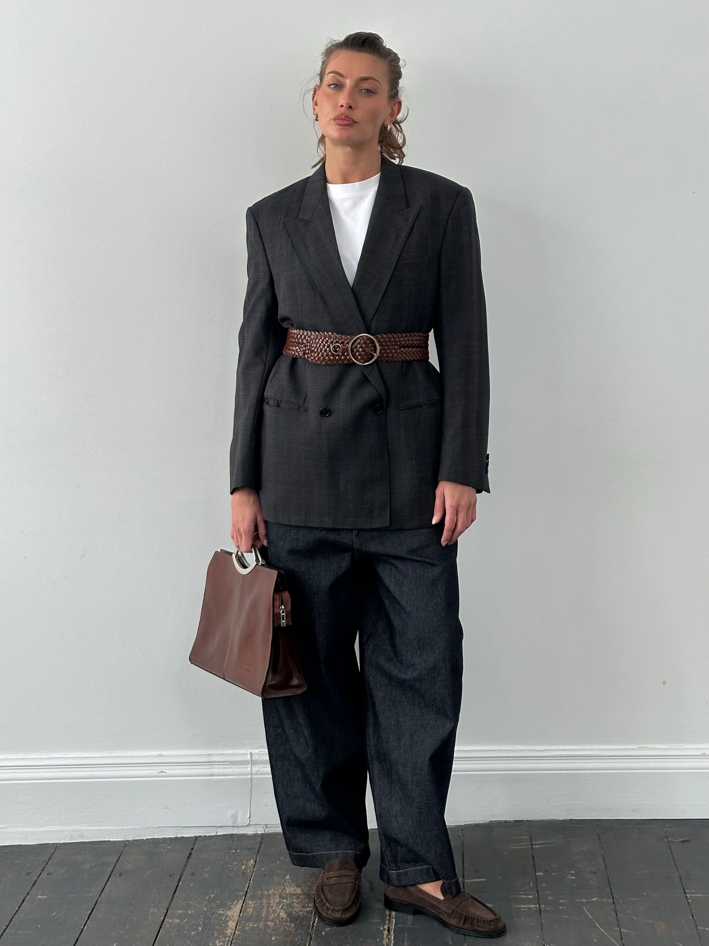 Christian Dior Monsieur 1990s Check Pure Wool Double Breasted Blazer - L