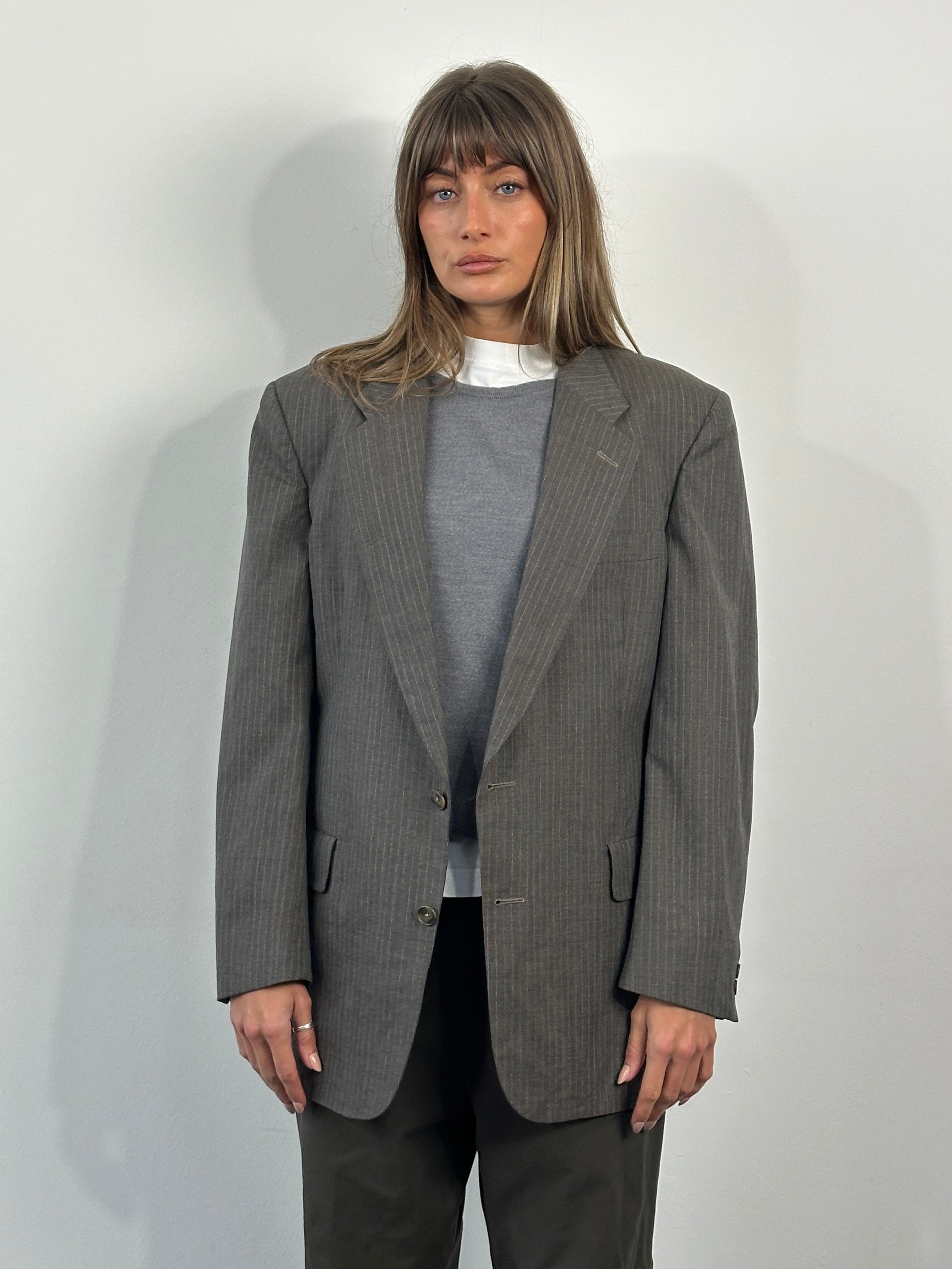 Christian Dior Monsieur 1990s striped single-breasted blazer, size 40R/L, stylish men's blazer with classic design and tailored fit.