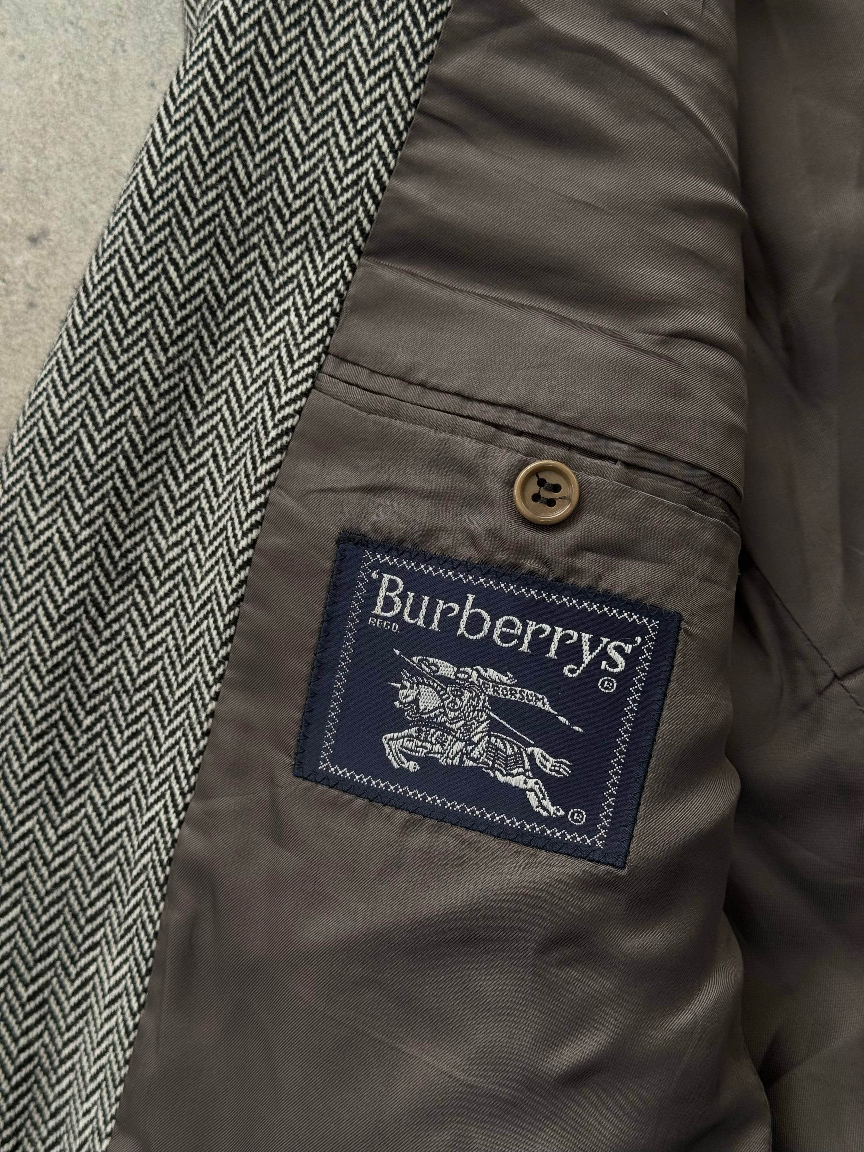 Burberry 1990s Pure Wool Herringbone Blazer - XL
