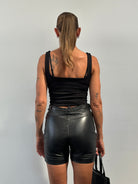 Vintage Leather High Waisted Mini Shorts - W27 - SYLK