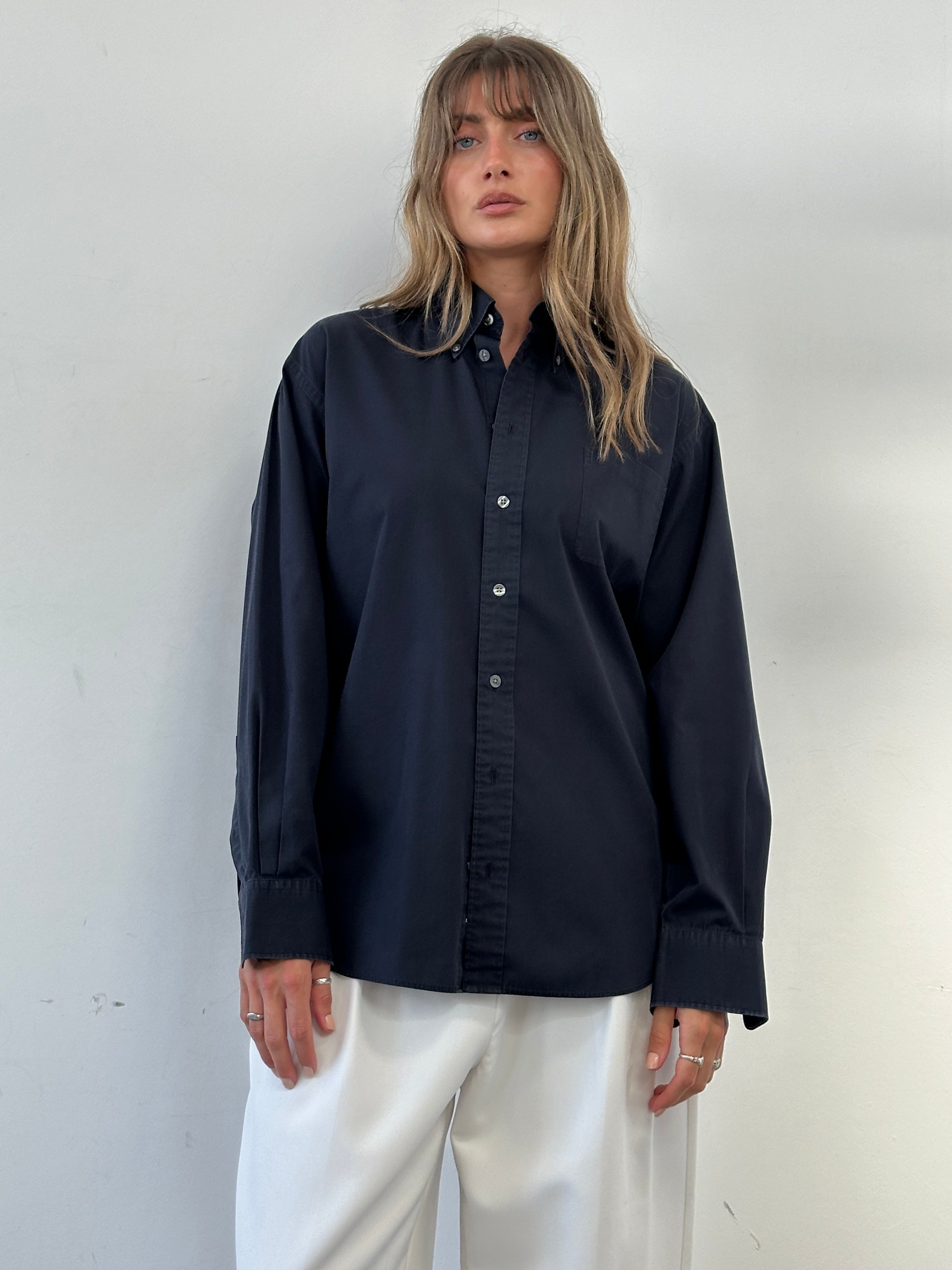 Yves Saint Laurent Pour Homme cotton logo shirt, men's size M, featuring the iconic Yves Saint Laurent branding and classic design.
