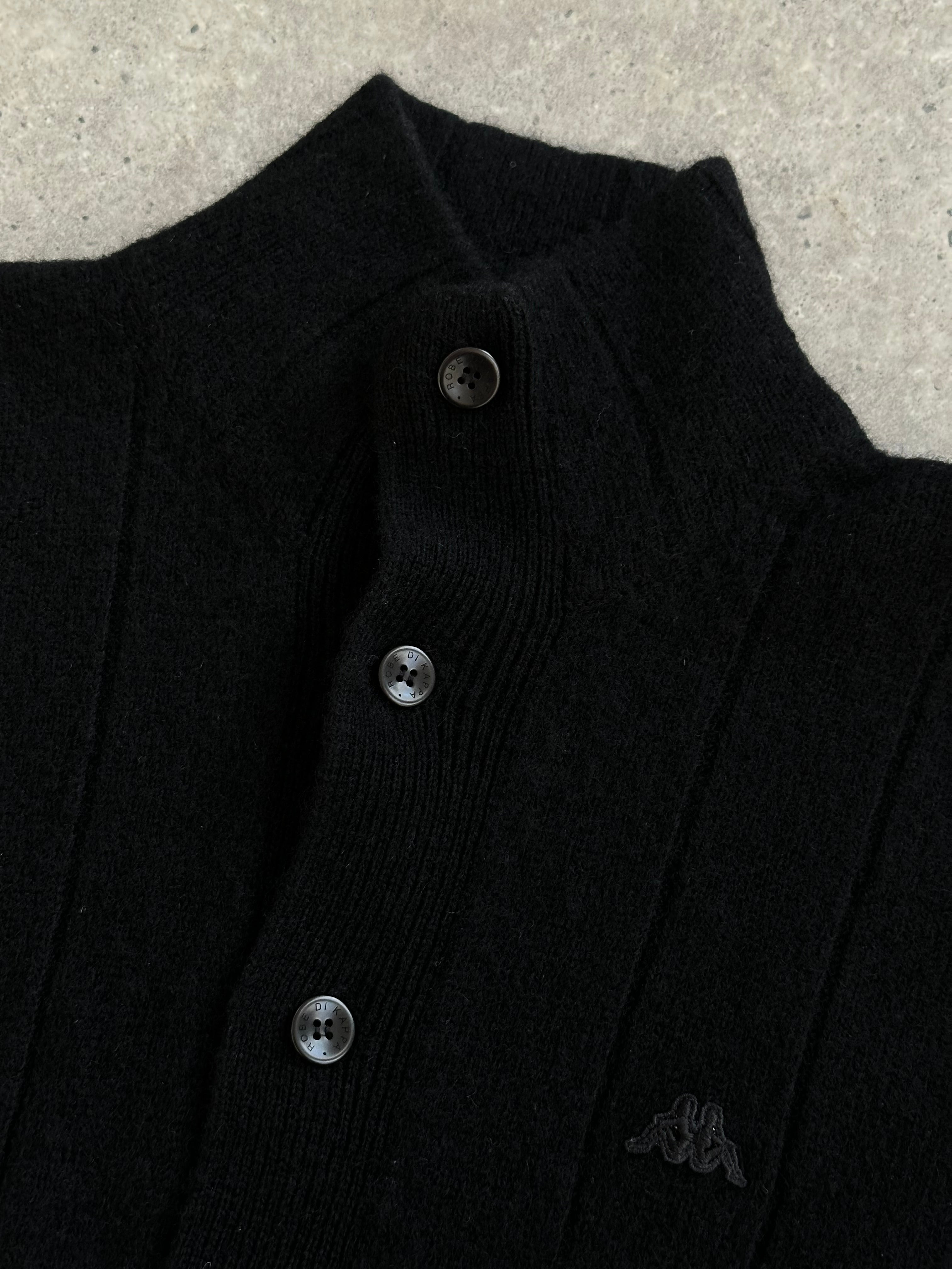Kappa Pure Shetland Wool high neck cardigan in size L, beige color, featuring a cozy design and button closure.