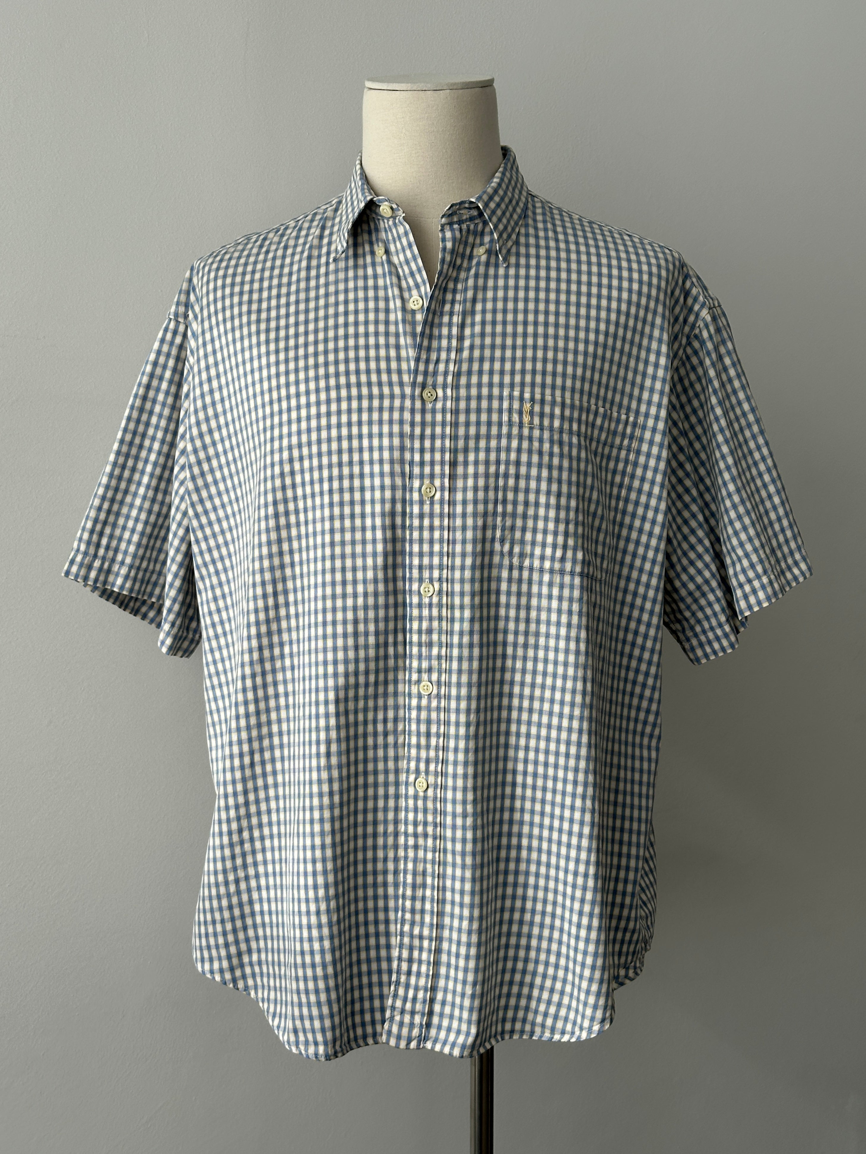 Yves Saint Laurent Pour Homme 1990s Check Short Sleeve Shirt - XXL