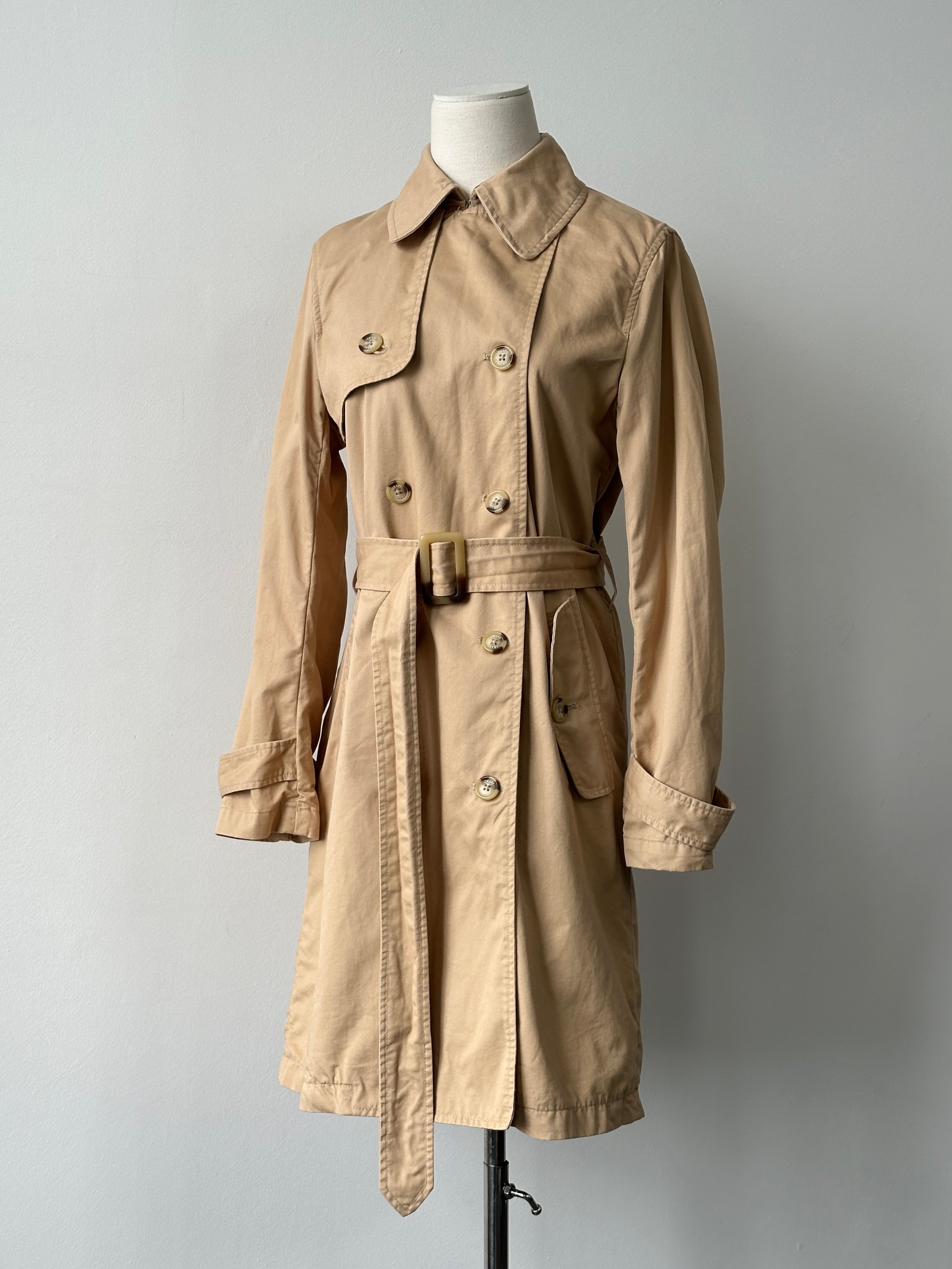 Chaps 2000s Pure Cotton Double Breasted Belted Trench Coat - S